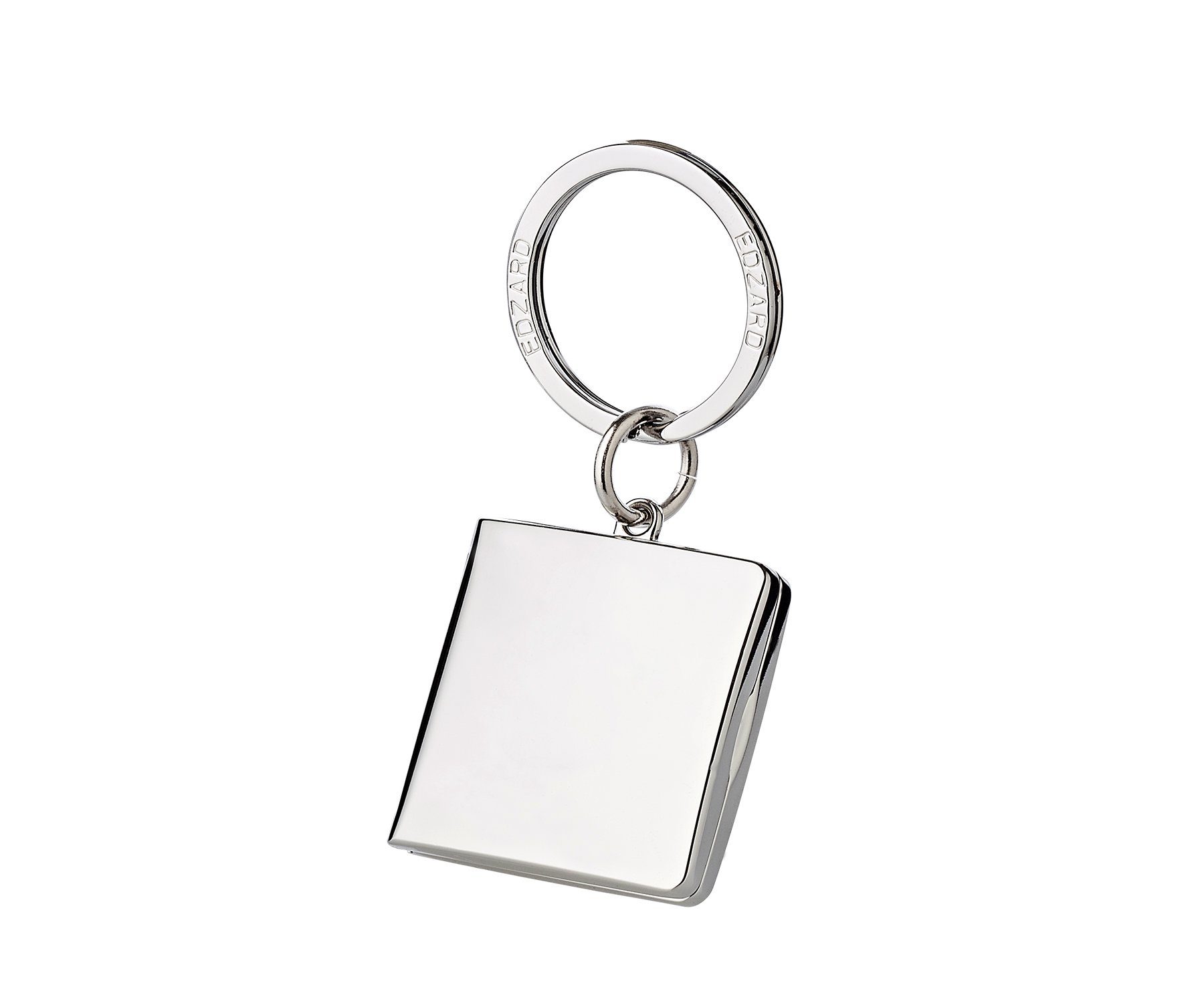 EDZARD Schlüsselanhänger Quadro, Foto-Schlüsselanhänger für Bild 3 x 3 cm, versilbert und anlaufgeschützt | Schlüsselanhänger