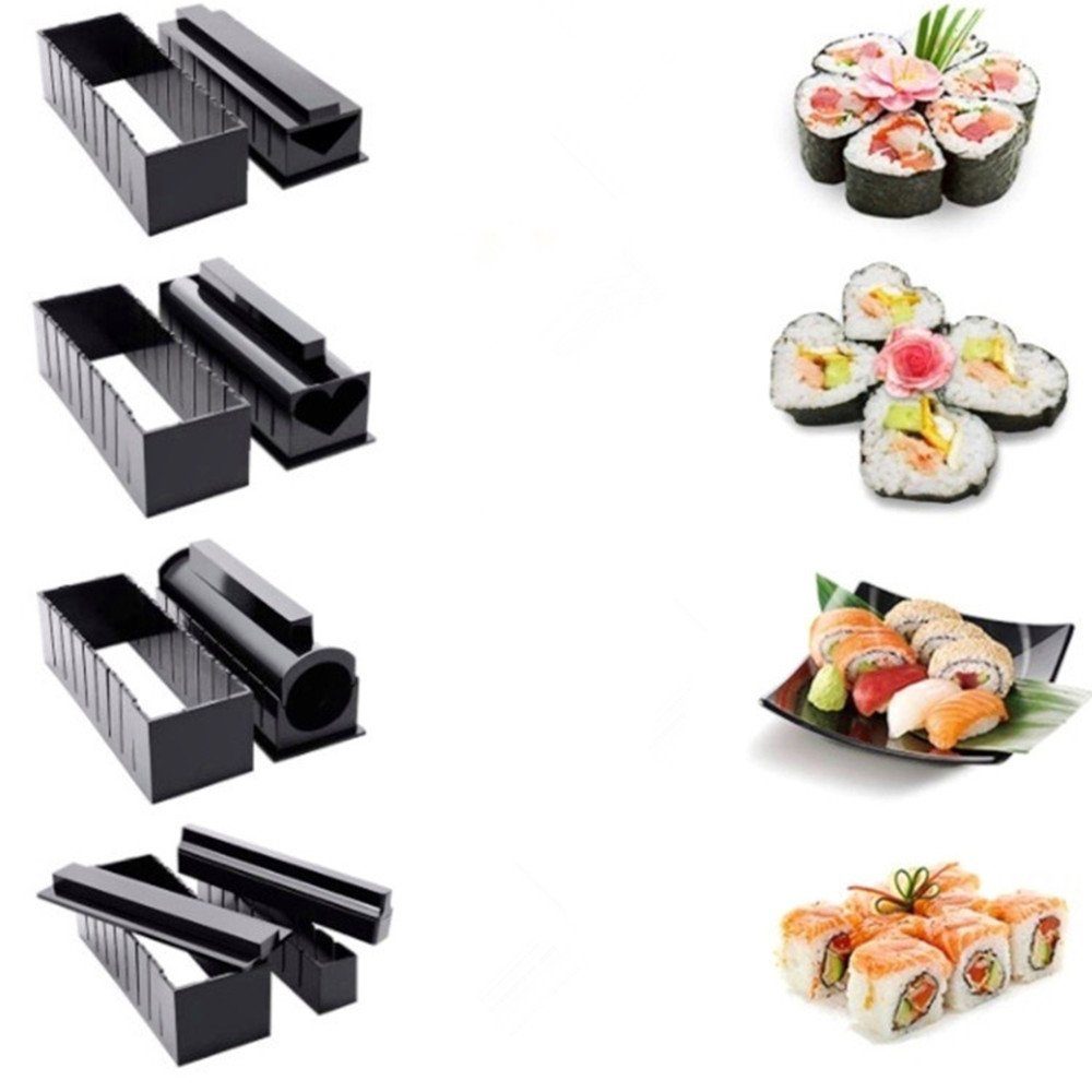 XDeer Sushi-Roller Sushi maker set, 10 Stück Sushi set, Sushi starter set, für Anfänger, (10-tlg), zum Selber machen Sushi Making Kit, mit Reis Roll Formen