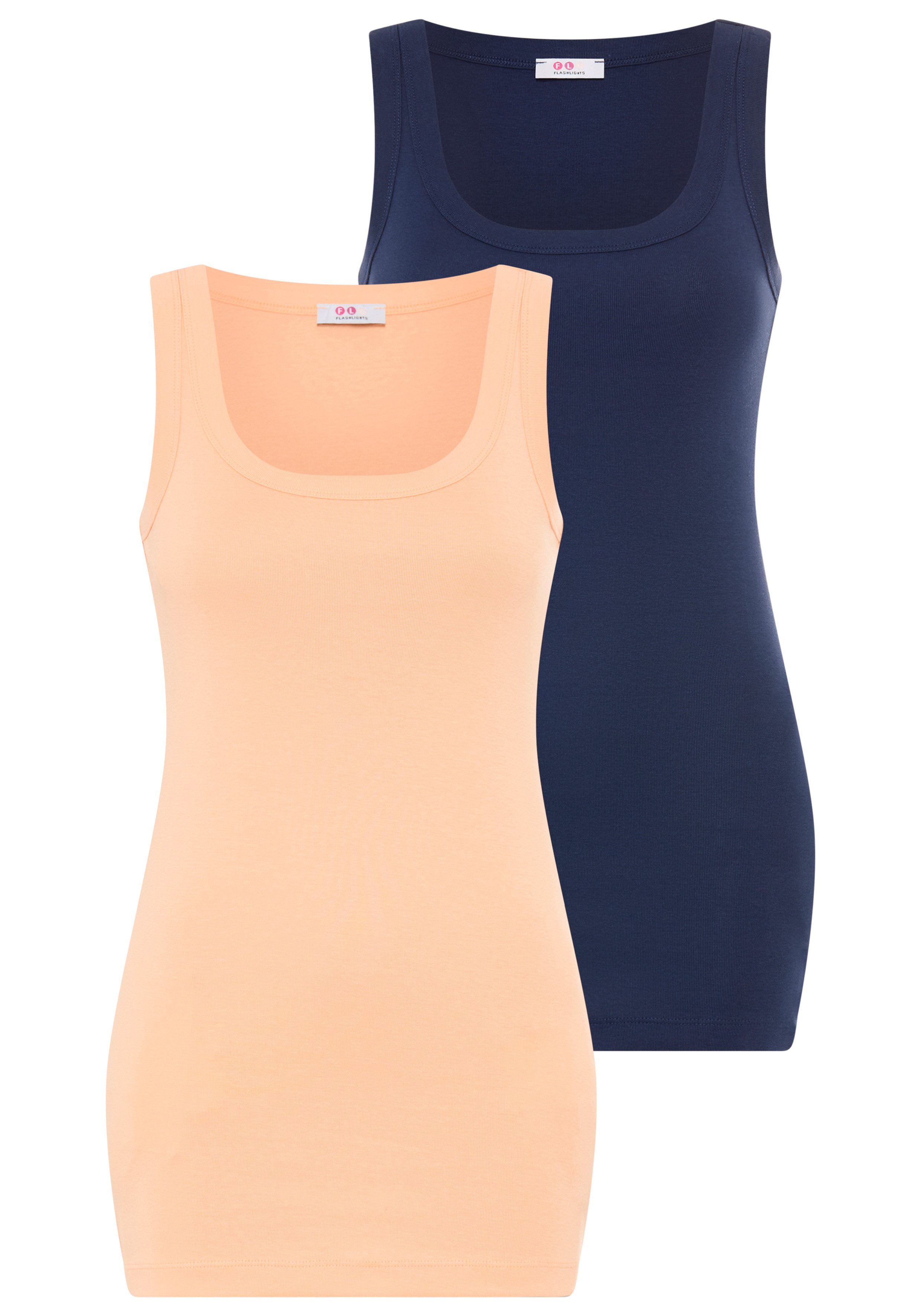 Flashlights Tanktop (2er-Pack) sehr figurbetonte Passform, aus Baumwolle, mit Rundhalsausschnitt
