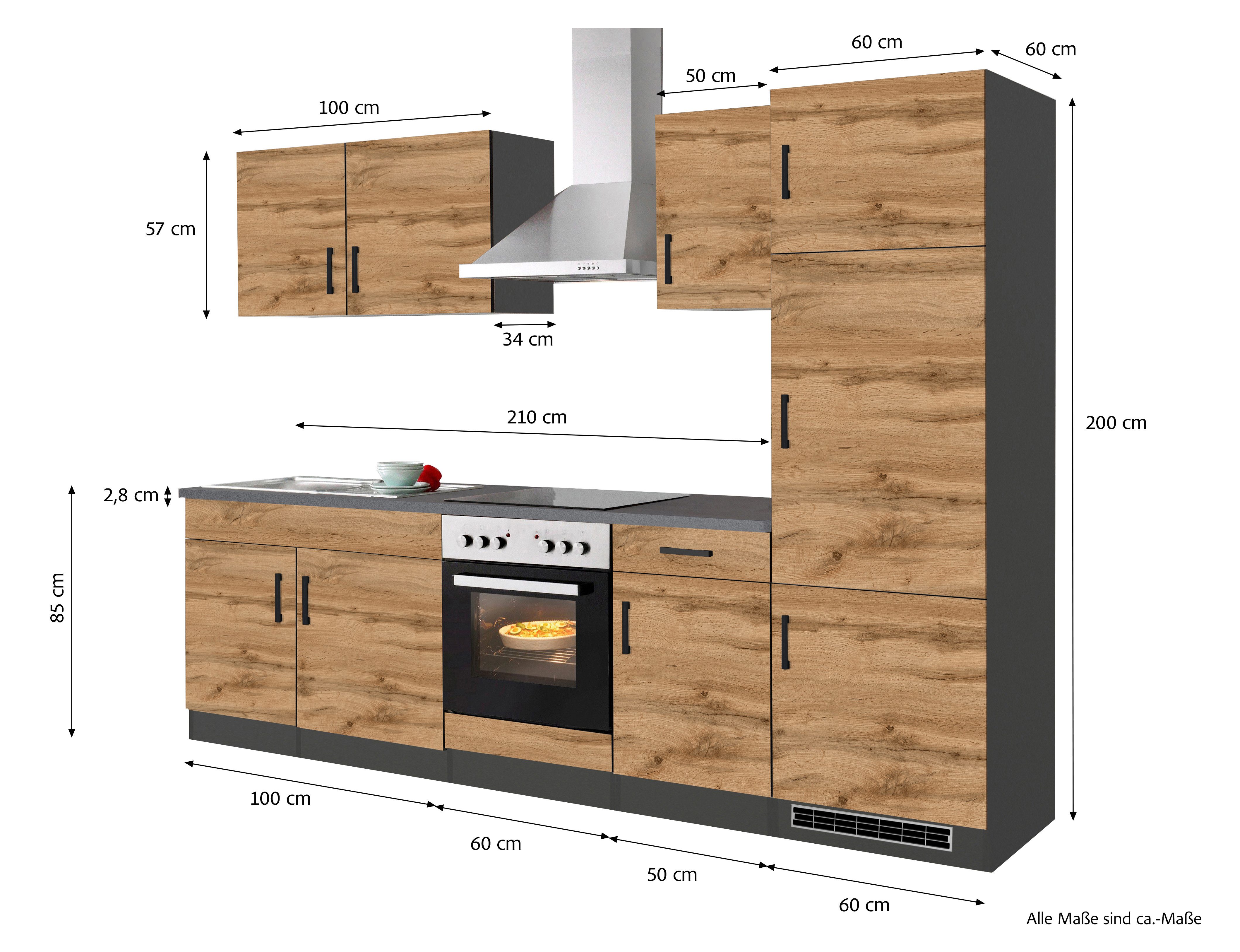 KOCHSTATION Küchenzeile KS-Toronto, Breite 270 cm, mit E-Geräten