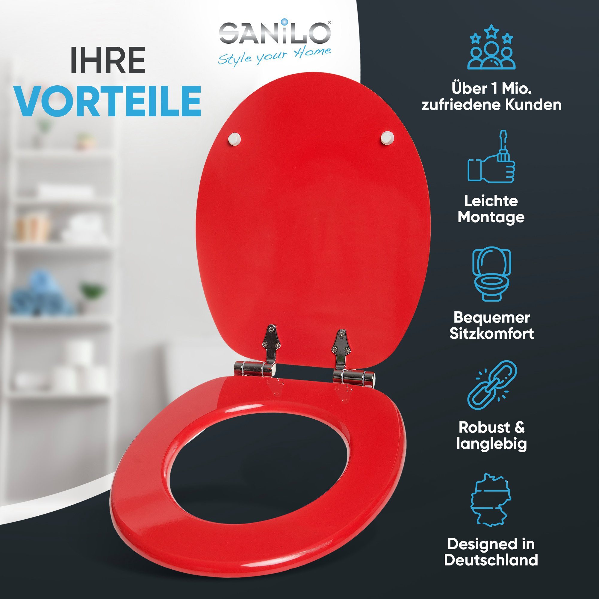 Sanilo WC-Sitz Rot, mit Absenkautomatik, hochwertig günstig online kaufen