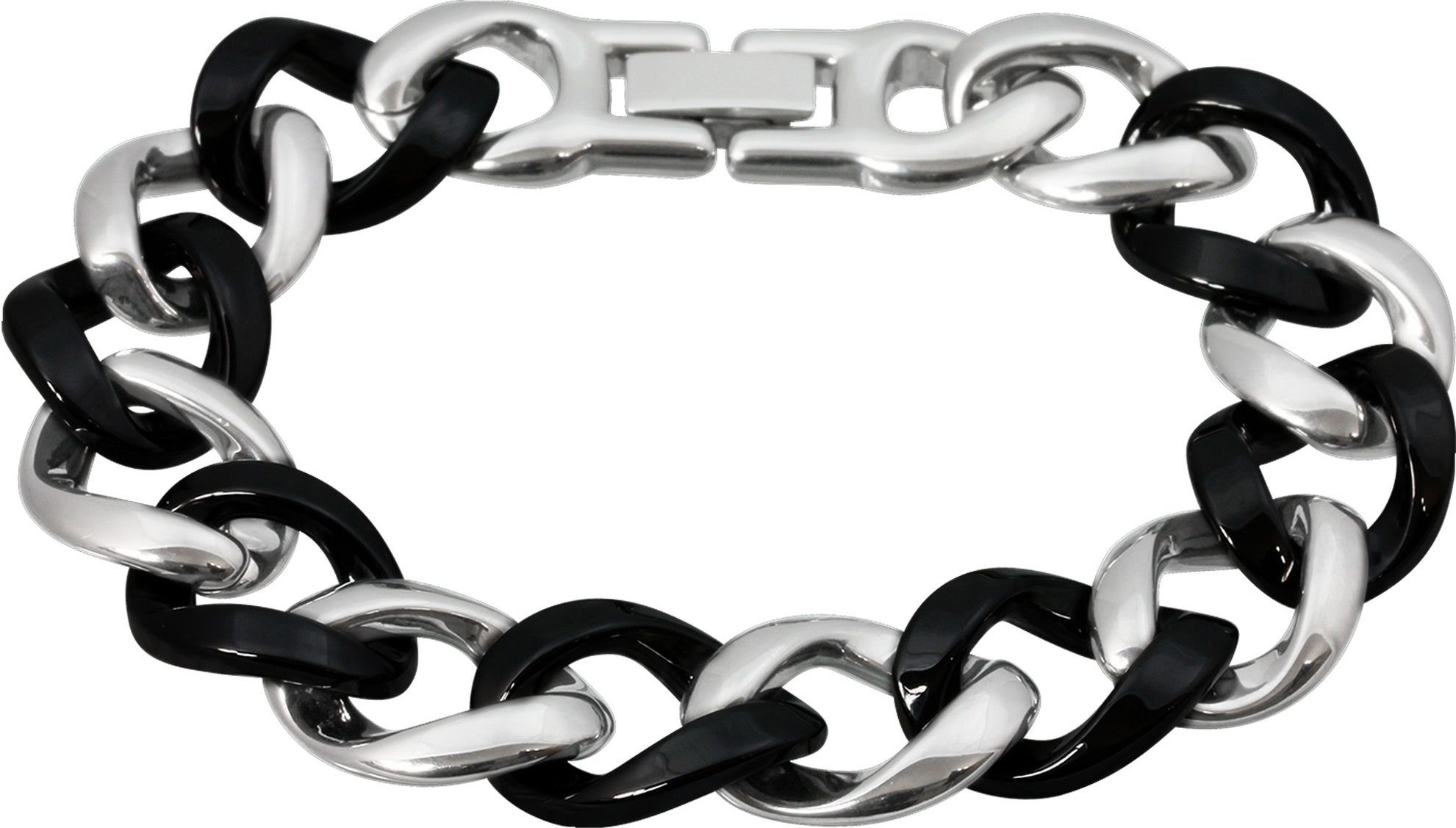 Amello Edelstahlarmband Amello Armbänder Steel) Damen (Stainless Armband Panzer Edelstahl silber für (Armband), schwarz