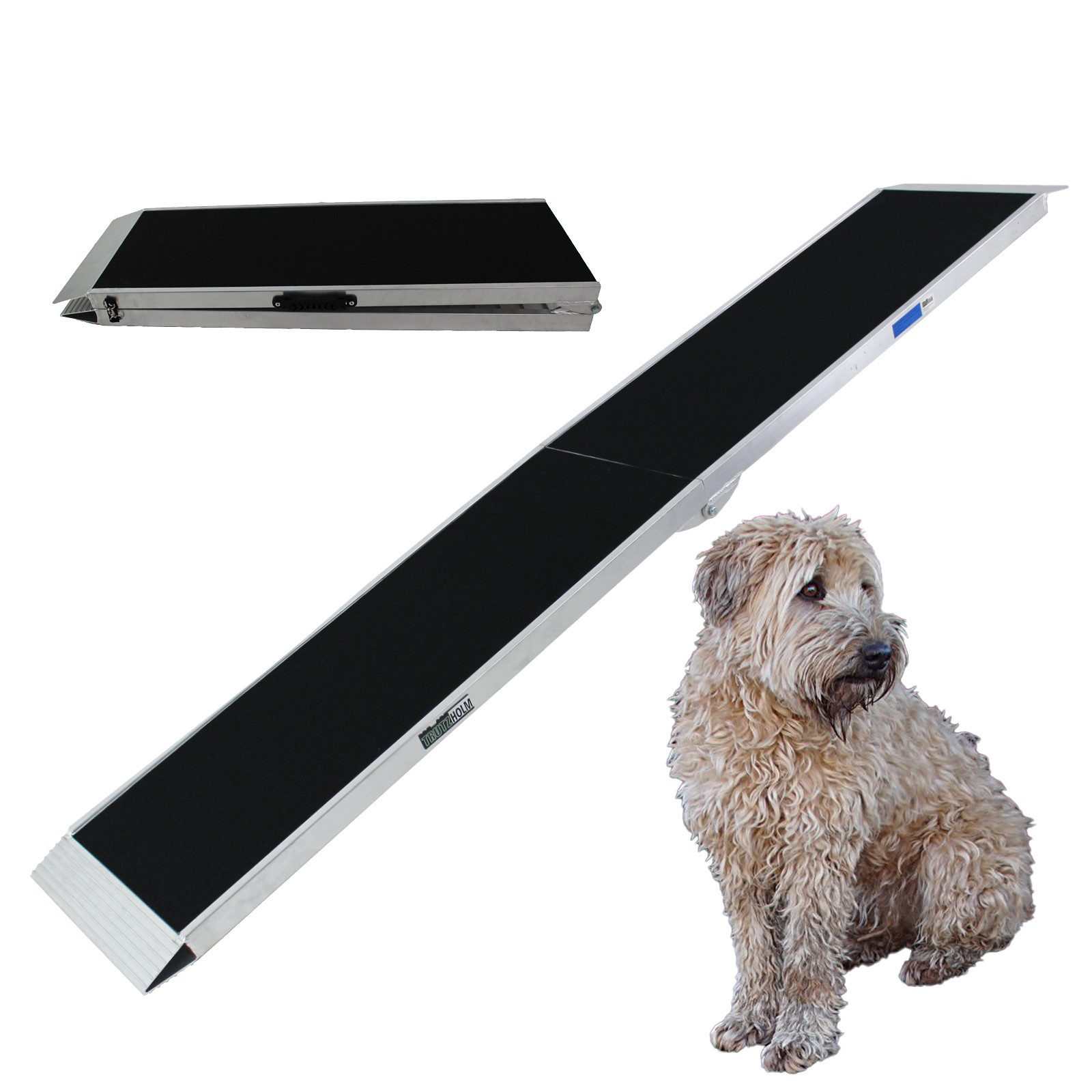 TRUTZHOLM Hunderampe TRUTZHOLM Hunderampe klappbar Alurampe Hundetreppe Rampe Alu 180 kg (Stück, 1-St), schwarz beschichtet