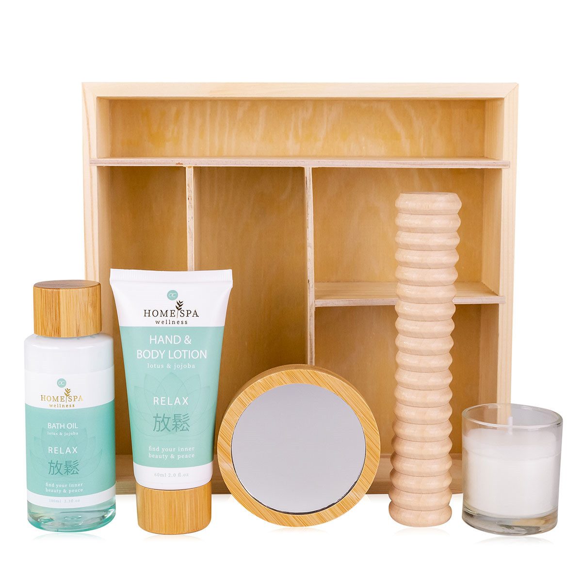 ACCENTRA Wellness-Pflegeset Accentra Geschenkset Home Spa Massageroller und Duftkerze, Geschenkbox, Badeset, Wellnesspräsent, Beautyset, Frauengeschenk, Set, Wellnessgeschenk, 6 tlg., für Frauen, Körper, Gesicht, dekorativ