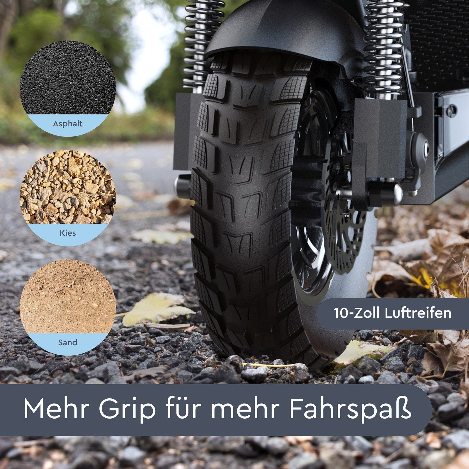 JOYOR E-Scooter Y8-S Offroad 100km Reichweite 1300Wh Federung mit Straßenzulassung, 500,00 W, 20 km/h, klappbar, geeignet für offroad Fahrten, vollgefedert, Sch – Bild 5 von 5