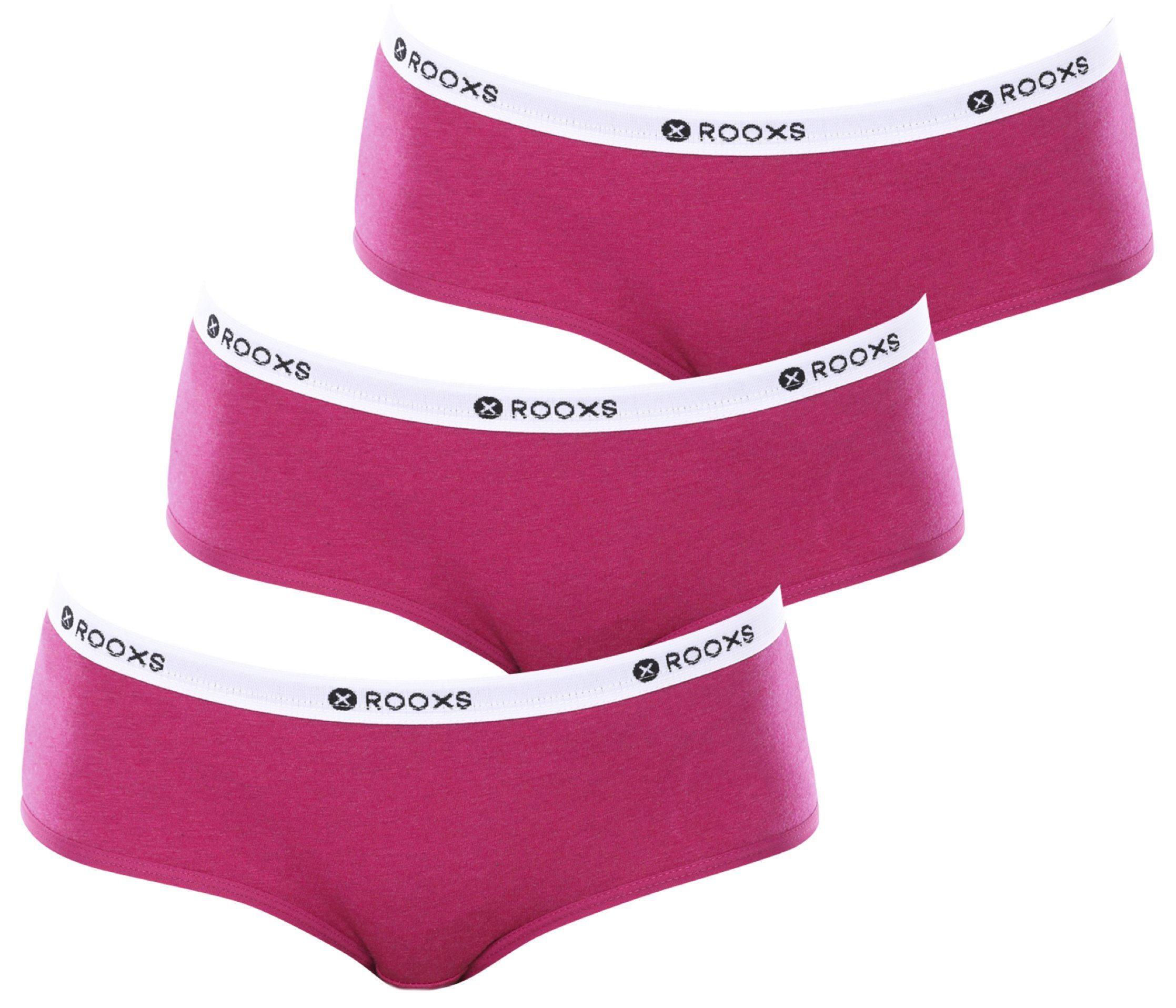 ROOXS Hipster Unterwäsche Damen Slip Unterhosen (3-St) Baumwolle Hipster Pink