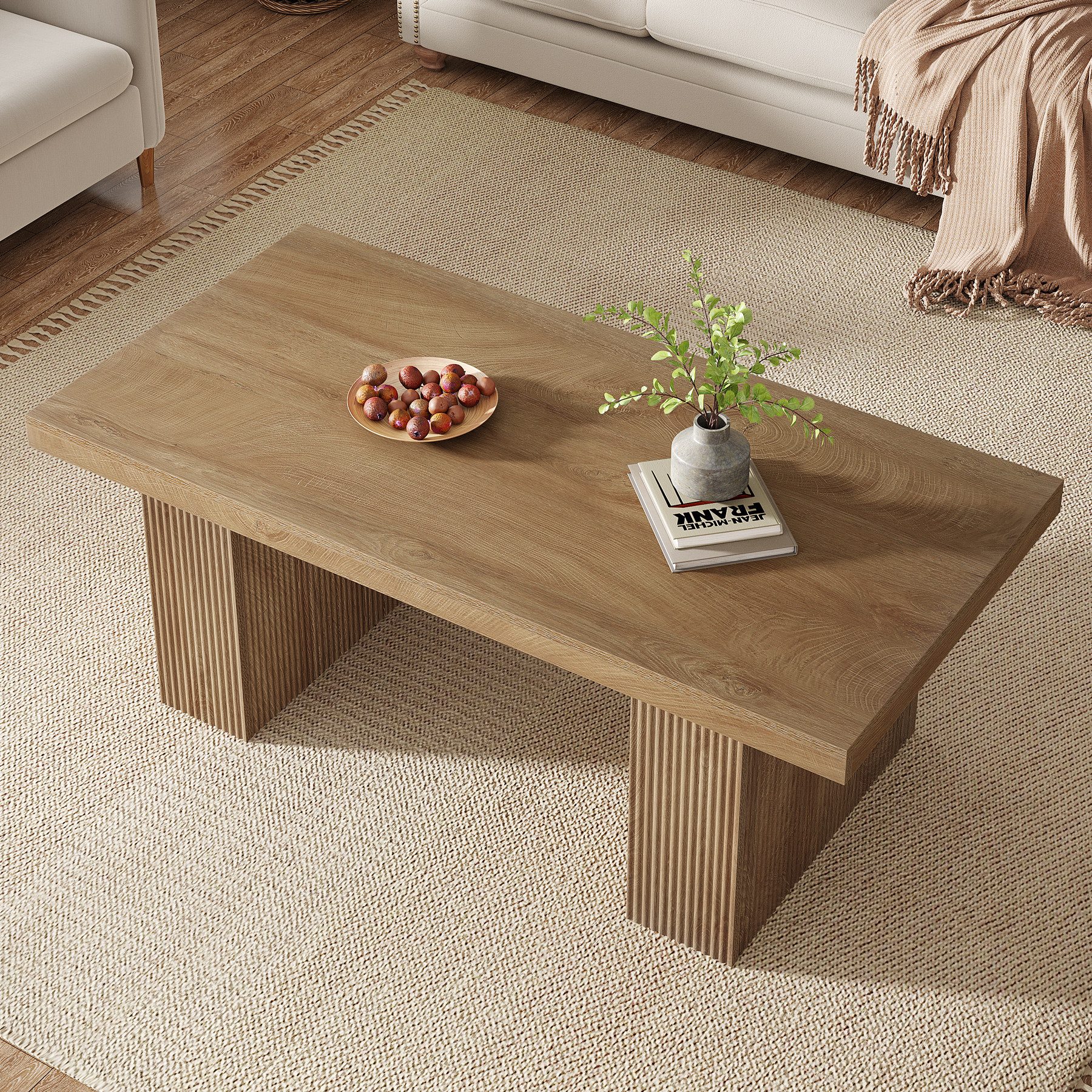 Tribesigns Couchtisch 120x60cm Landhaus Wohnzimmertisch mit stabiler Basis günstig online kaufen