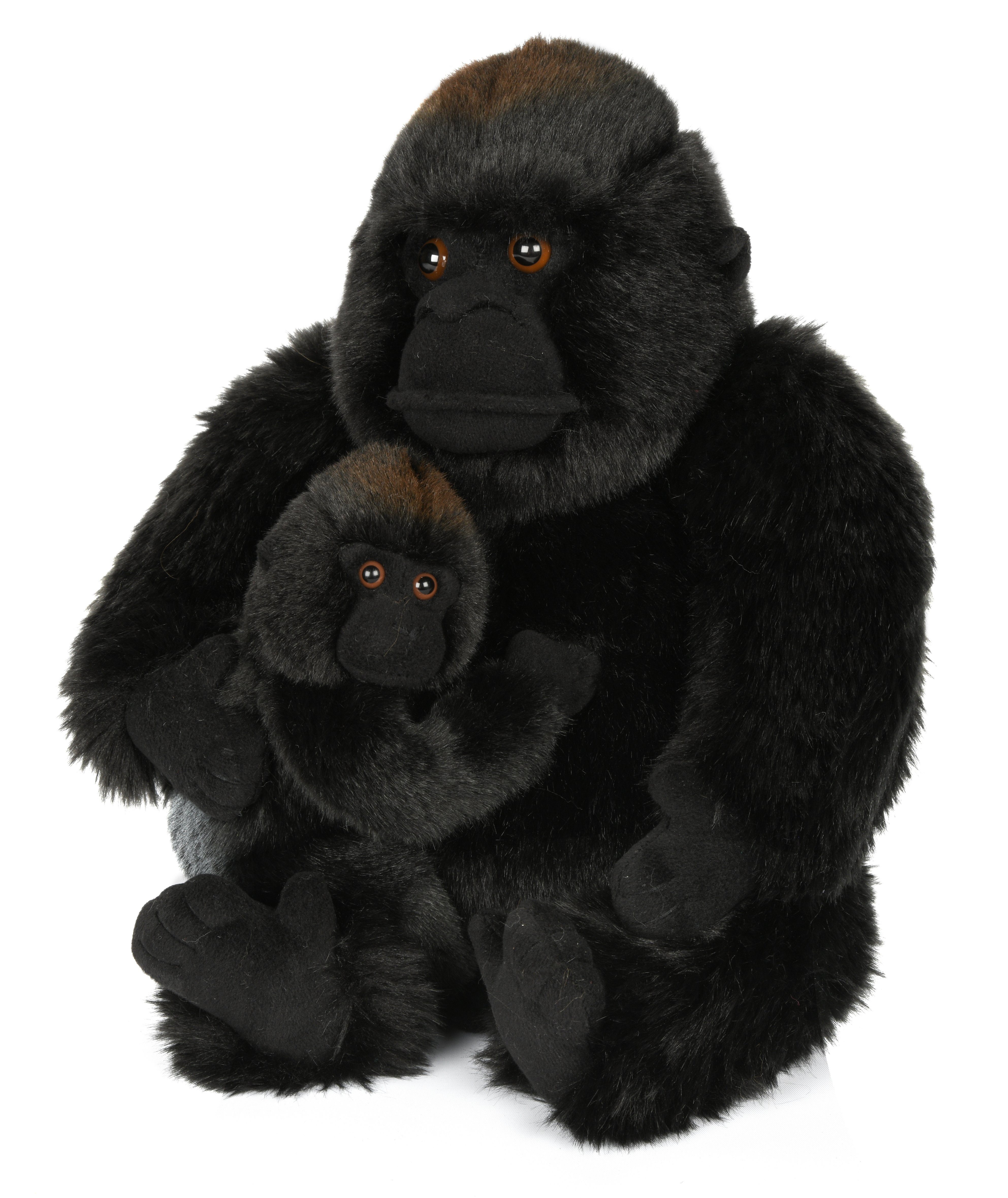 Uni Toys Affe Gorilla mit Baby groß Plüschtier Kuscheltier Stofftier 