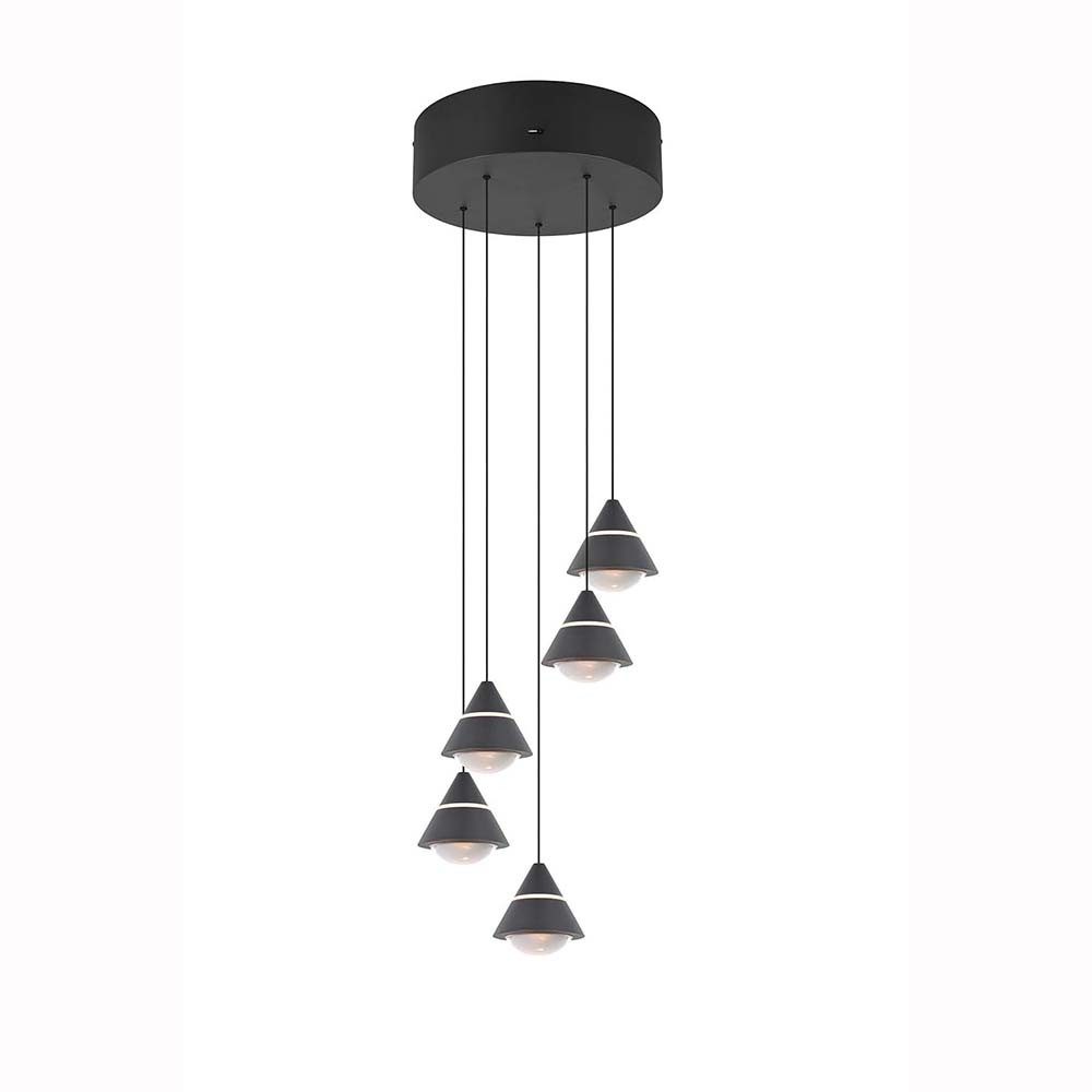 TRIO Leuchten LED Pendelleuchte, LED-Leuchtmittel fest verbaut, Kaltweiß, Warmweiß, Neutralweiß, Tageslichtweiß, Pendelleuchte Deckenlampe Hängeleuchte Wohnzimmerlampe schwarz matt H