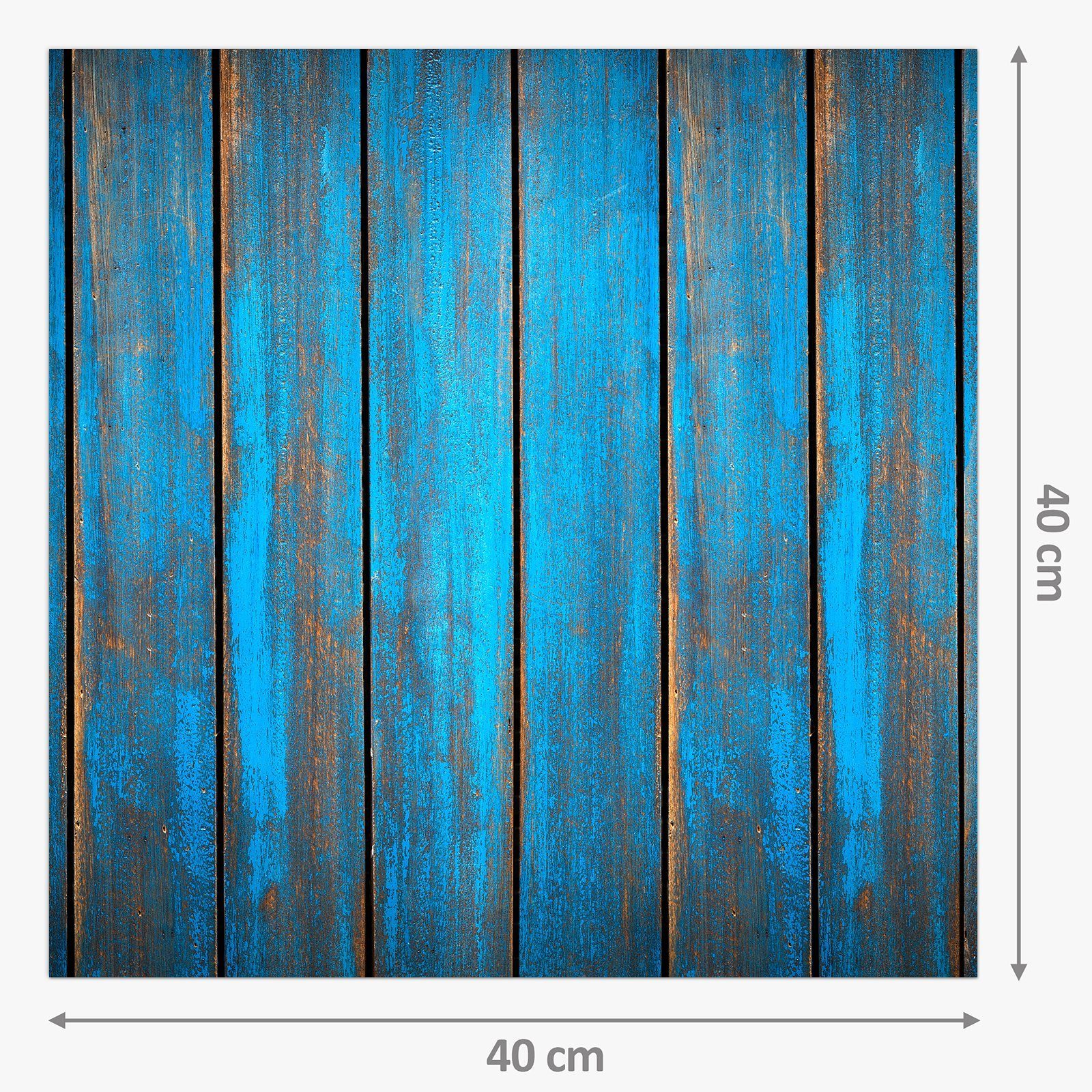 Spritzschutz Holzstruktur Glas Blaue Küchenrückwand Primedeco