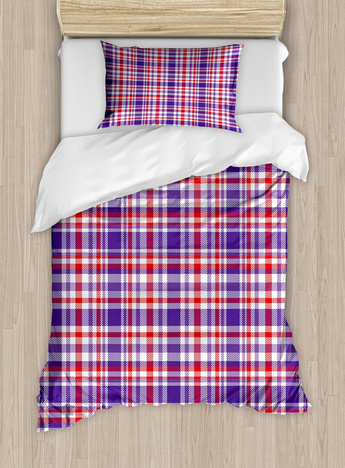 Bettwäsche Top Qualität Weich und Warm 3 Teiligen Bettbezug mit 1  Kissenbezüge, Abakuhaus, Microfaser, Schottenkaro Abstrakt Bicolor Checkered