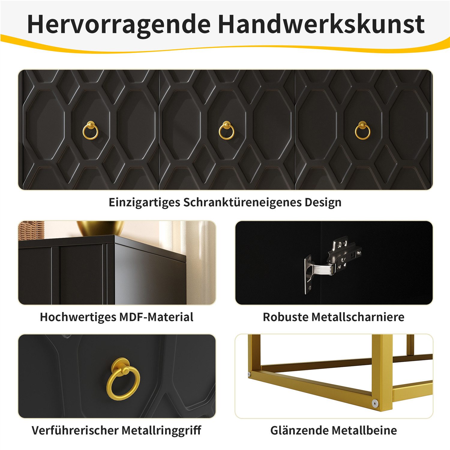 autolock Sideboard Sideboard, Gemusterte Schränke, 120×40×85cm