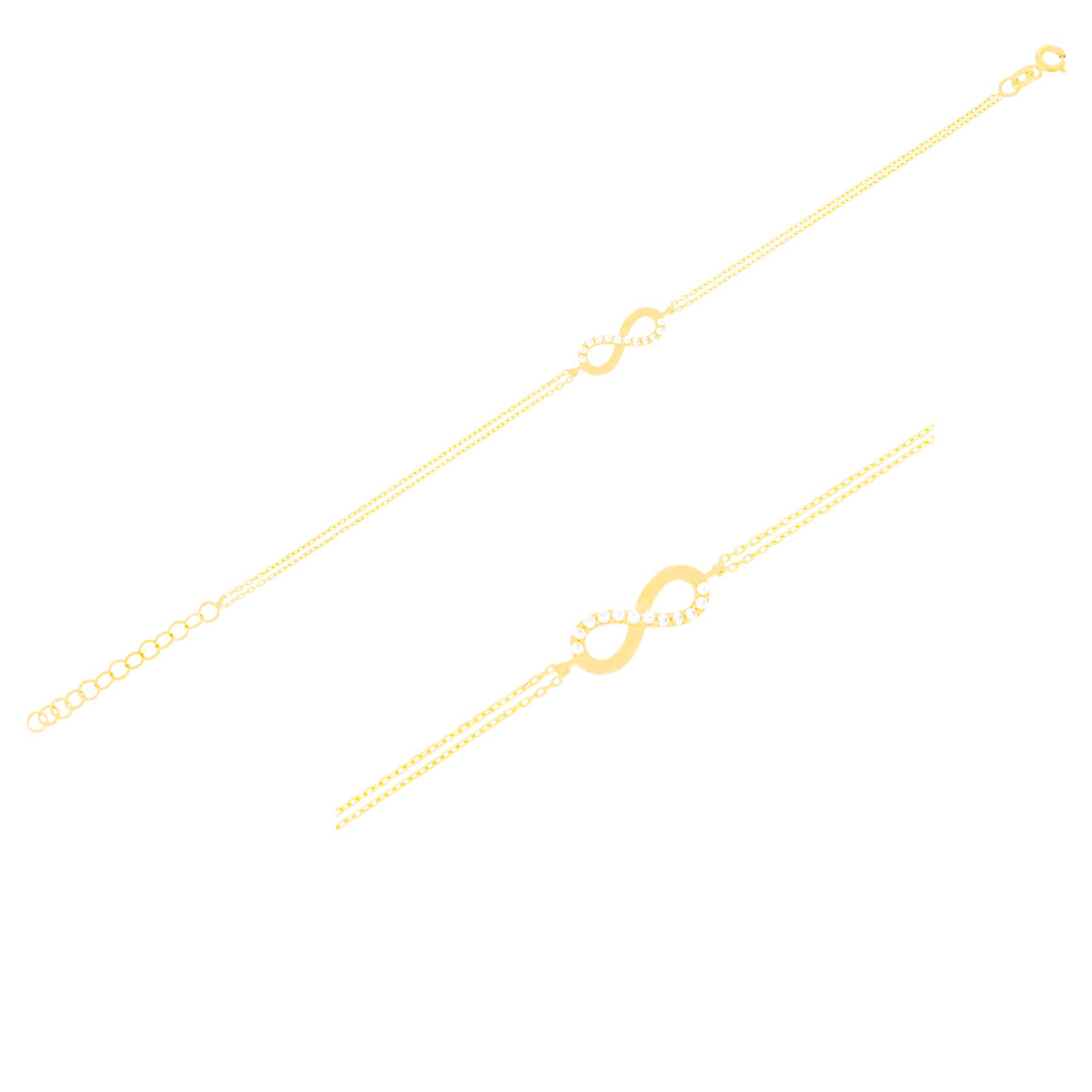 Goldarmband 585er Gold Armband Infinity halbseitig Zirkonia