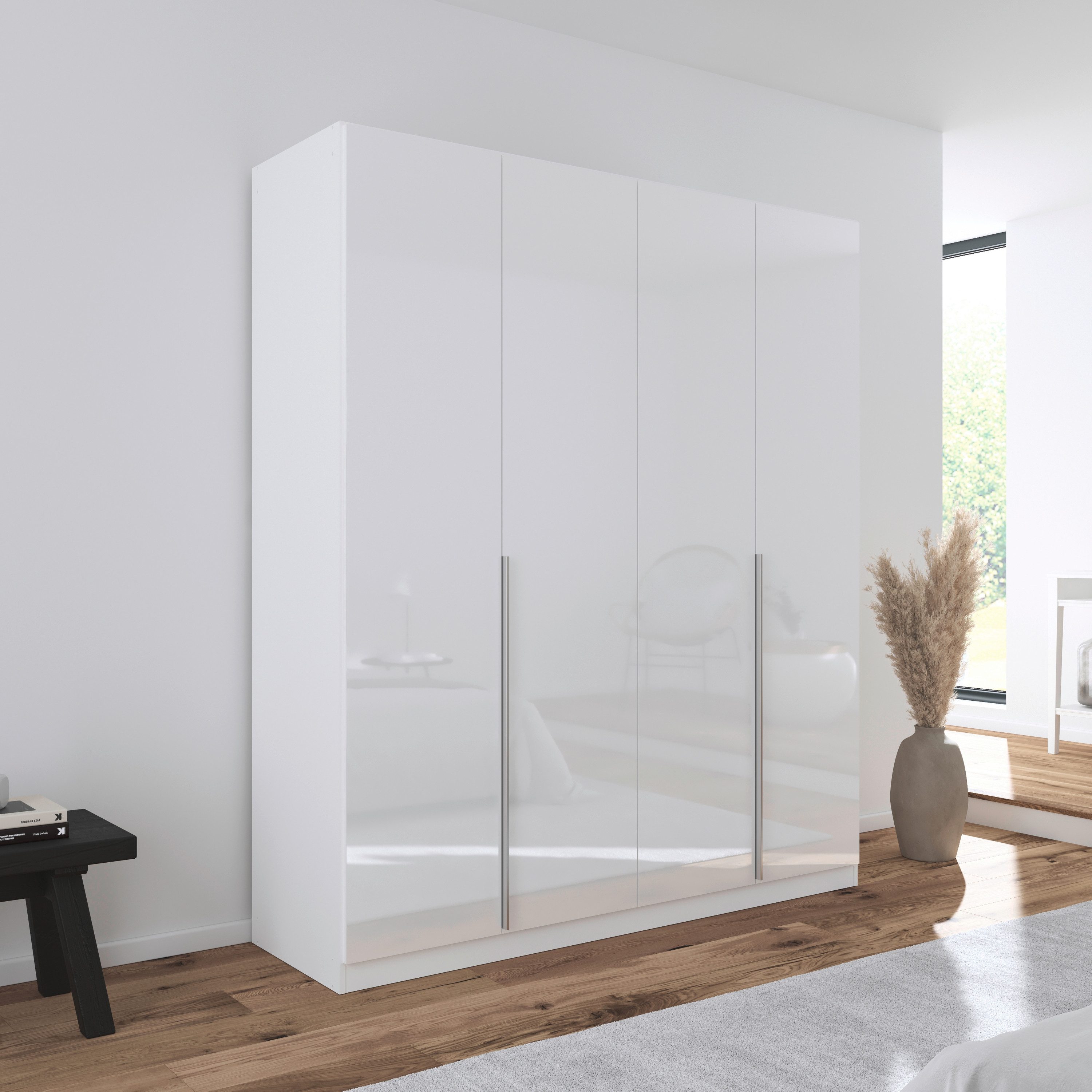 OTTO home Drehtürenschrank Kleiderschrank Schrank Garderobe AGORDO Schlafzimmer (in zwei Griff-Farben, Breiten 91-405 cm, Dekor- oder Hochglanzfront) durchdachte Innenausstattung, in 8 Breiten und 2 Höhen MADE IN GERMANY
