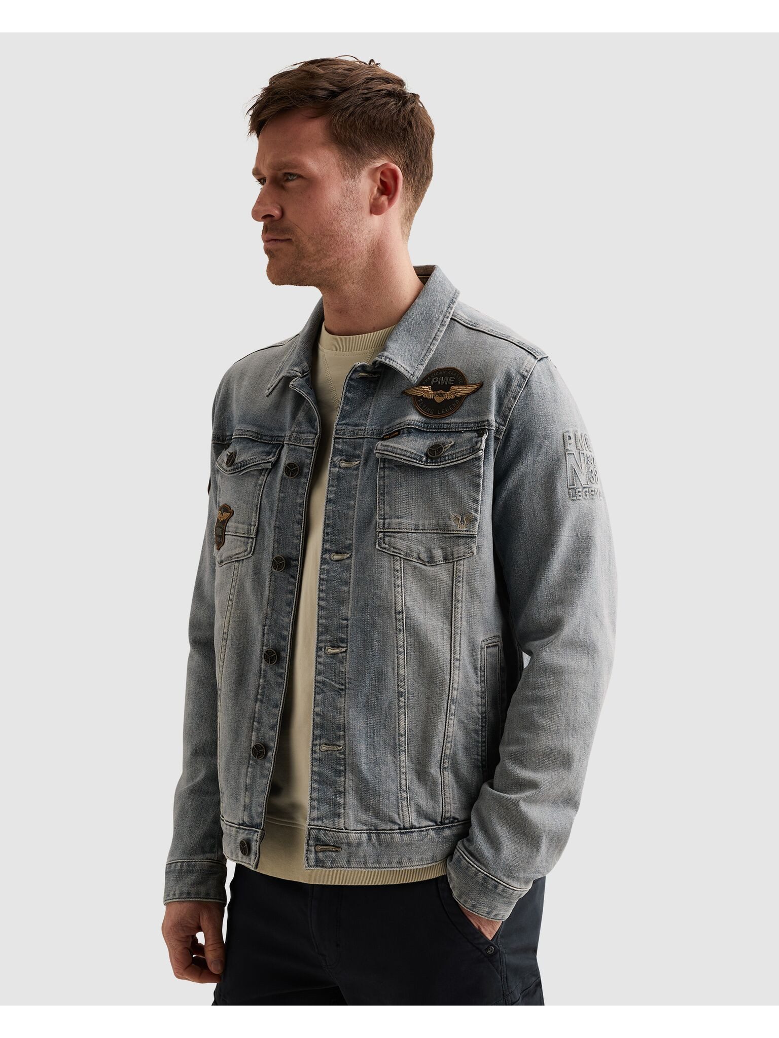 PME LEGEND Jeansjacke mit Logo Stickereien