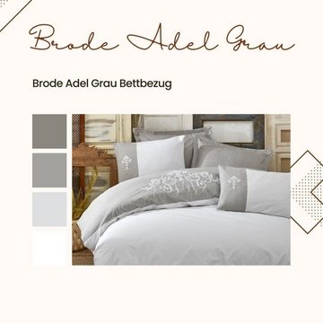 Bettwäsche ADEL GRAU 2 Person 6 teilig set 200x220 cm %100 Baumwolle Bettbezug, Cotton Box