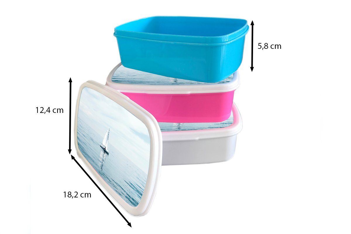 Mädchen MuchoWow Lunchbox Brotdose, Brotbox Erwachsene, Segelboot weiß - und Kinder und Blau, Jungs Meer - für (2-tlg), Kunststoff, für