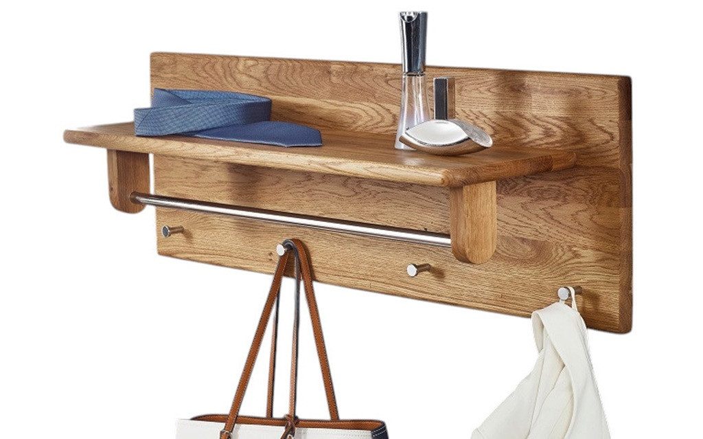 Main Möbel Wandgarderobe Wandgarderobe 81x30cm 'Bayreuth' Wildeiche massiv