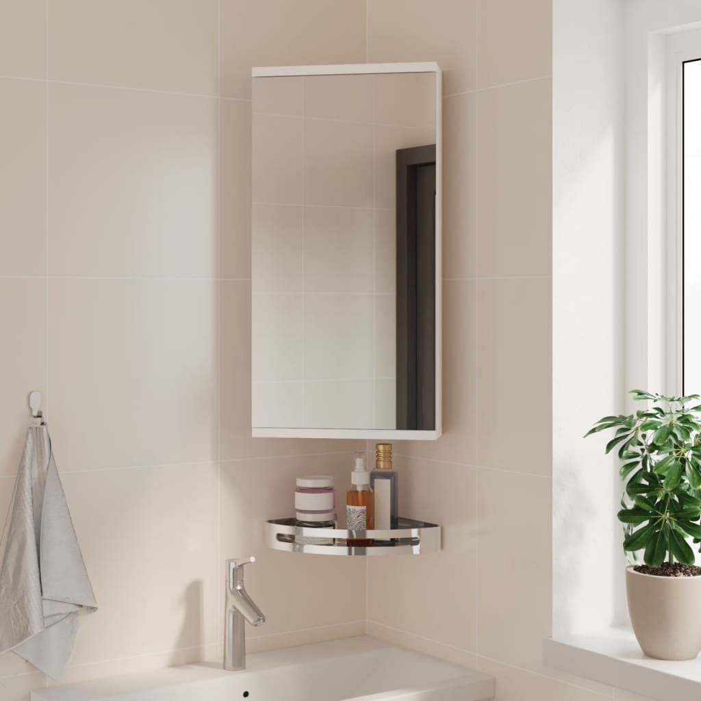 Badezimmerspiegelschrank Eck-Spiegelschrank cm Weiß vidaXL (1-St) 30x24x60