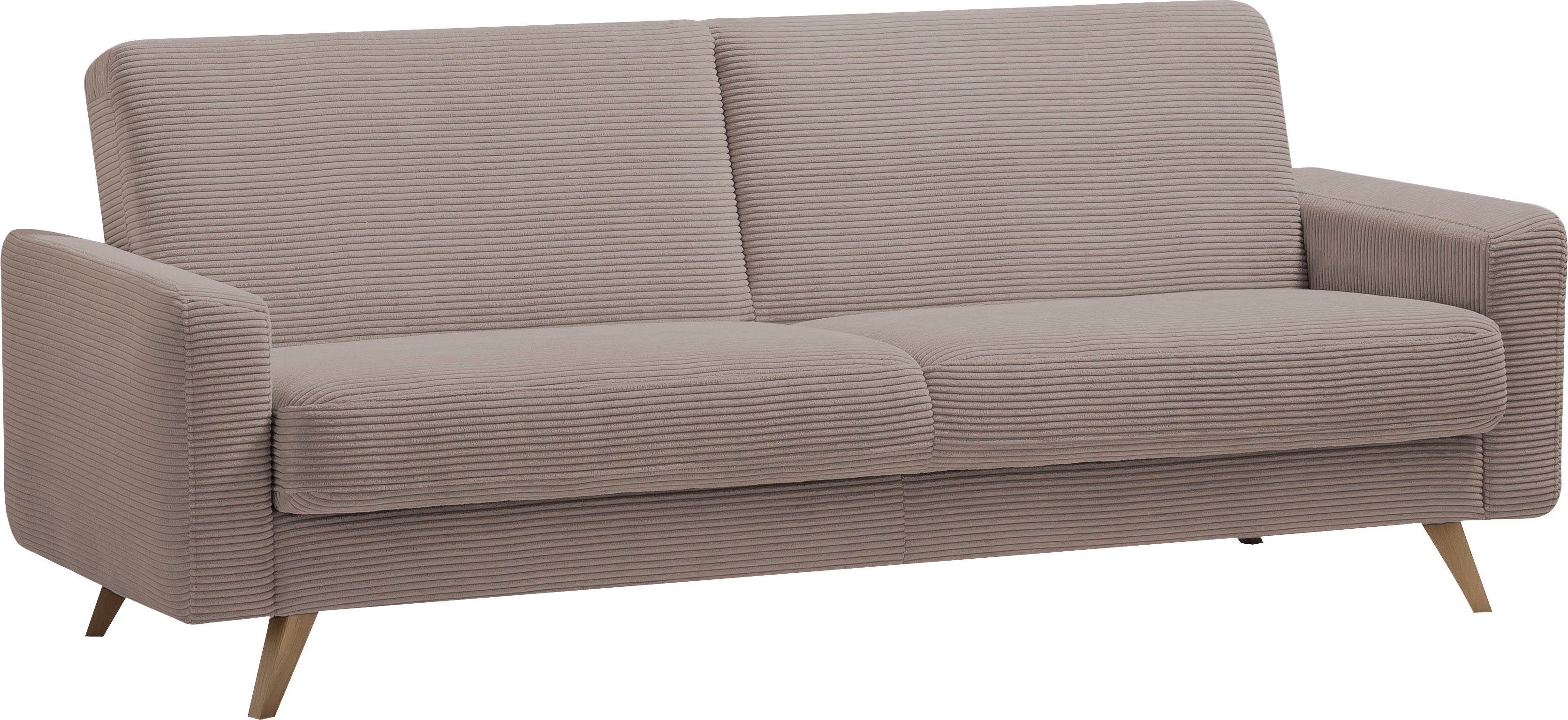 exxpo - sofa fashion Bettfunktion 3-Sitzer und Inklusive cappucino Bettkasten Samso