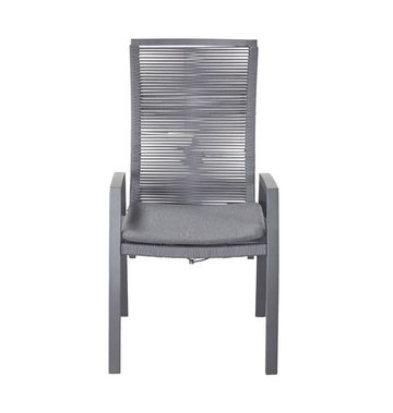 LC Garden Gartenstuhl Diwo anthrazit/grau Aluminium/Rope mit Sitzkissen aus Sunbrella® Stoff (Set, 4 St), Positionsstuhl, inkl. Sitzkissen, stufenlos verstellbar, Rope-Bespannung
