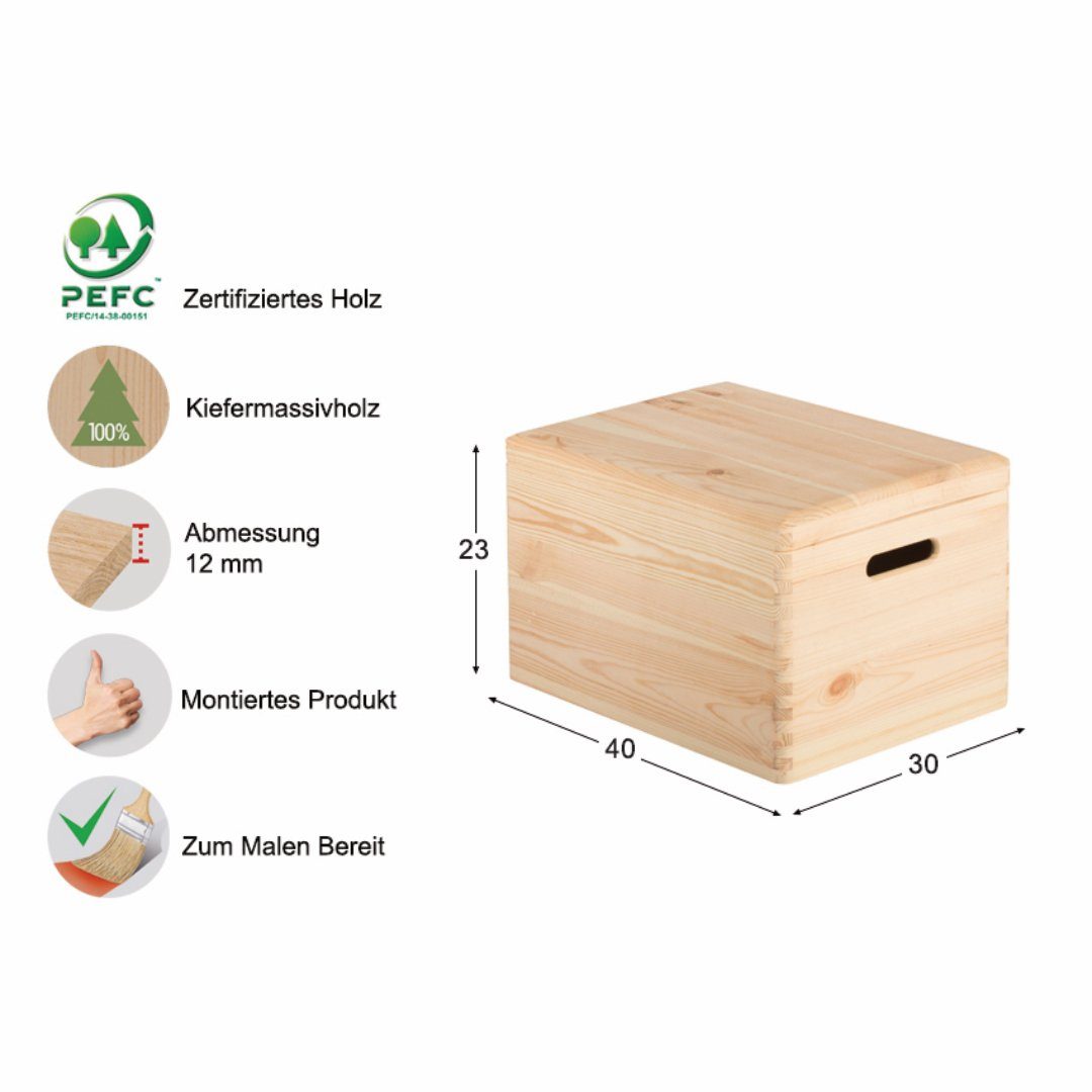 Astigarraga Kit Line Holzkiste Holzkiste mit Klappdeckel; verschiedene Größen; Vollholz; Vorratsbox, Wände aus Kiefernvollholz