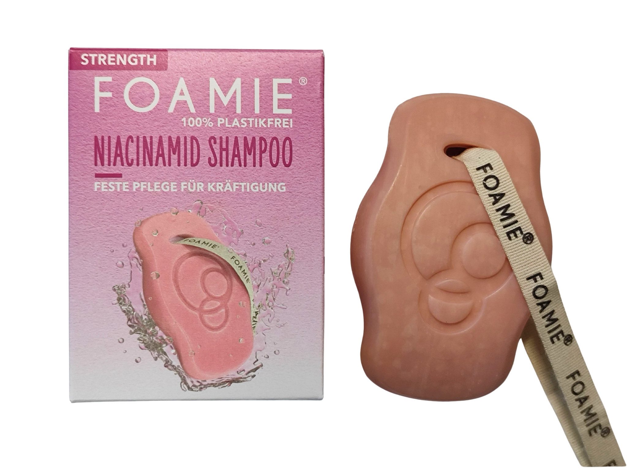 FOAMIE Festes Haarshampoo Foamie Festes Shampoo ohne Plastik - Niacinamid, kraftloses Haar, 80 g, Vegan, Tierversuchsfrei, ohne Silikone, Parabene, Sulfate