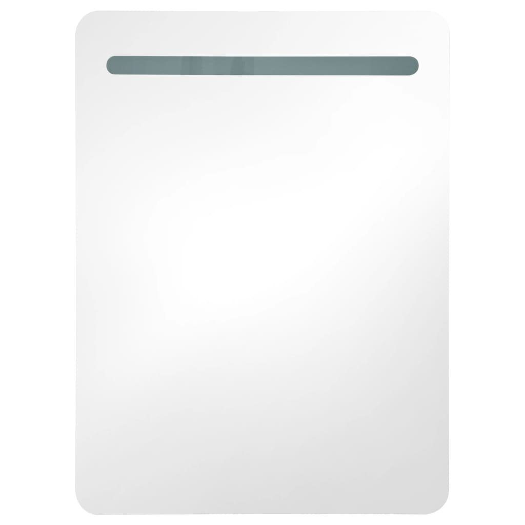 60x11x80 Weiß Eichefarben LED-Bad-Spiegelschrank (1-St) vidaXL Weiß Eichen-Optik und Badezimmerspiegelschrank und cm
