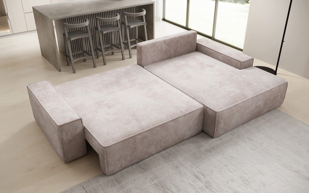 Luxusbetten24 Schlafsofa Designer Sofa Verona mit breiter Ottomane, mit Schlaffunktion und Stauraum – Bild 4 von 4