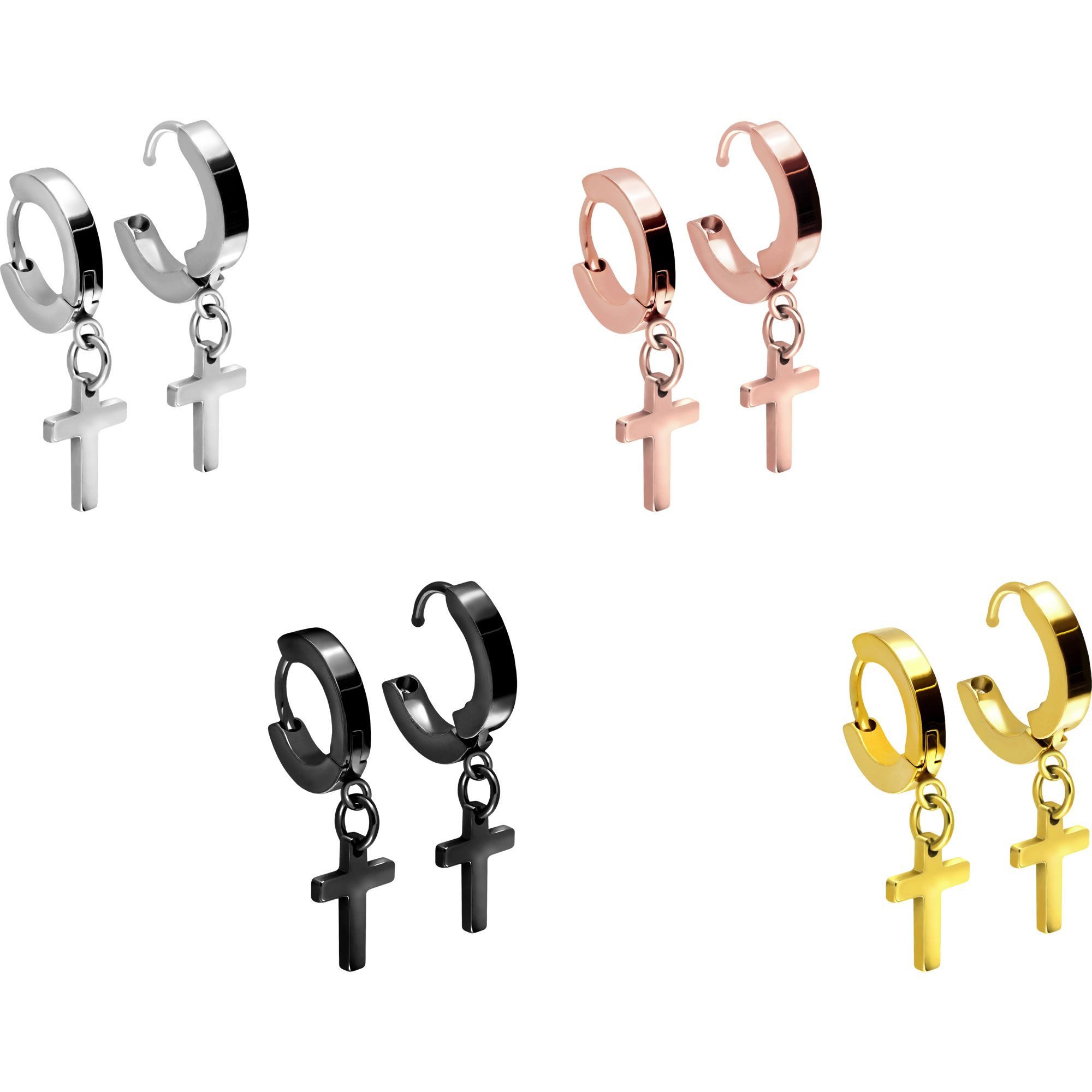 FILANGO Paar Creolen Titan Ohrclicker Creolen BEWEGLICHES KREUZ (Creolen, 1-tlg)