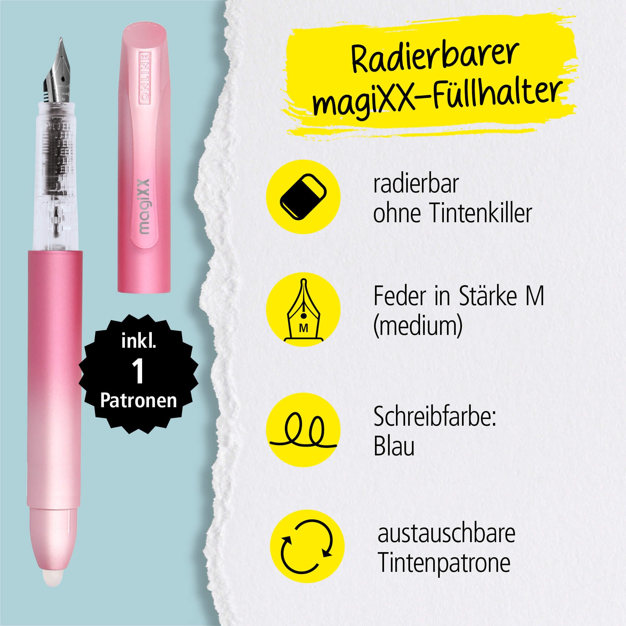 Online Pen Füller magiXX Radierbarer Füller, (1-tlg), mit radierbarer, blauer Tinte, inkl.1 magiXX Patrone