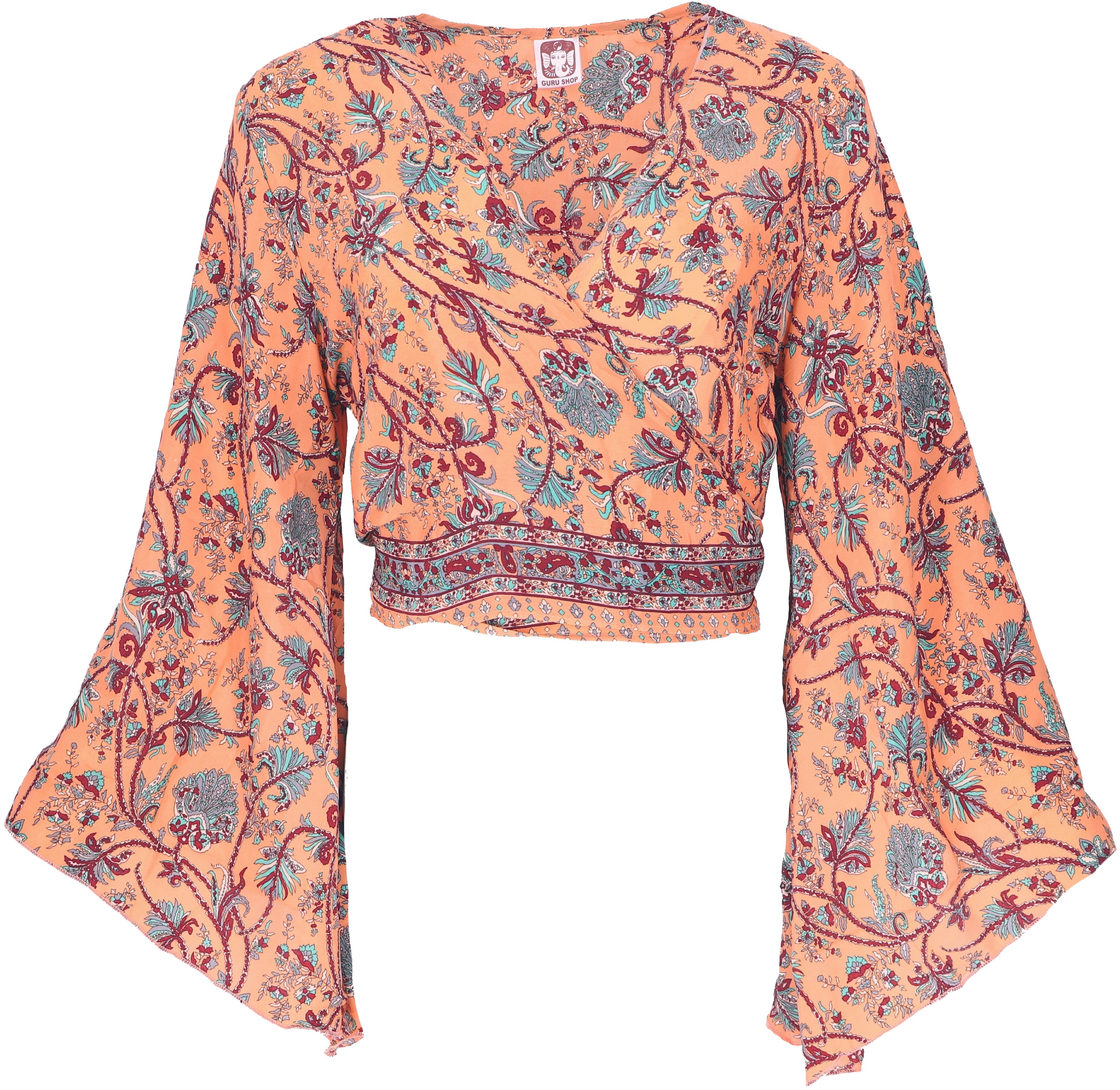 Longbluse Kurztop, Boho Blusentop, Wickeltop, Wickelbluse..