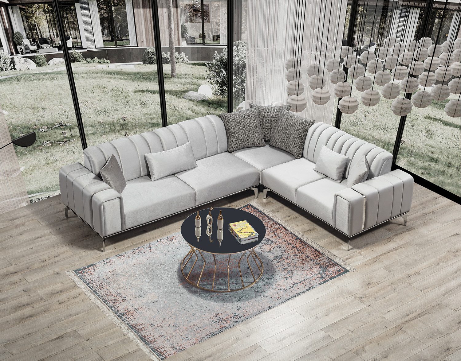Viva Möbel Sofa EVA, L300 x R260 cm, Luxuriöses Design und hochwertige Materialien