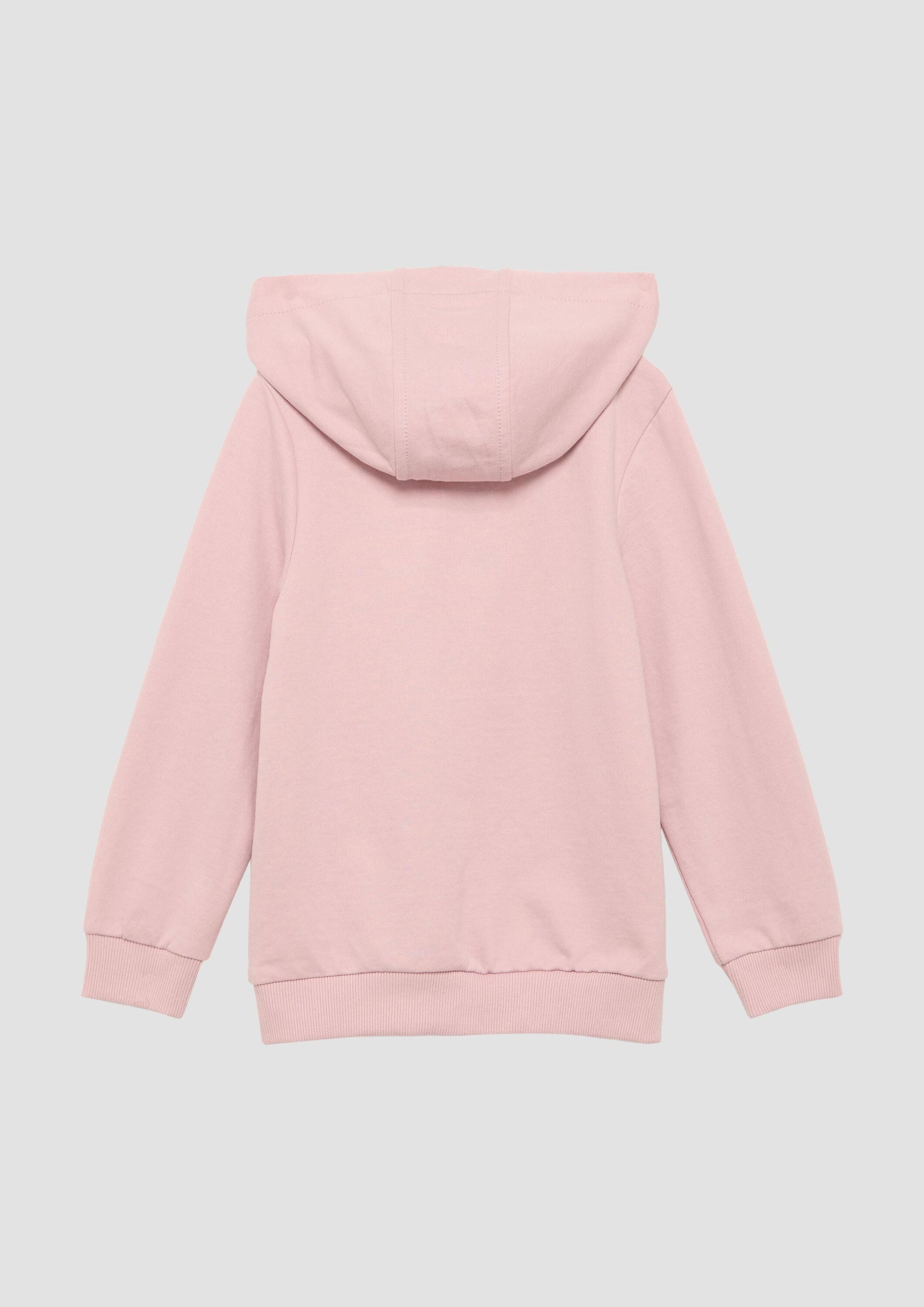 s.Oliver Sweatshirt Sweatshirt Unisex Kapuzen-Sweatshirt mit Rippbündchen und kleinem Print-Detail