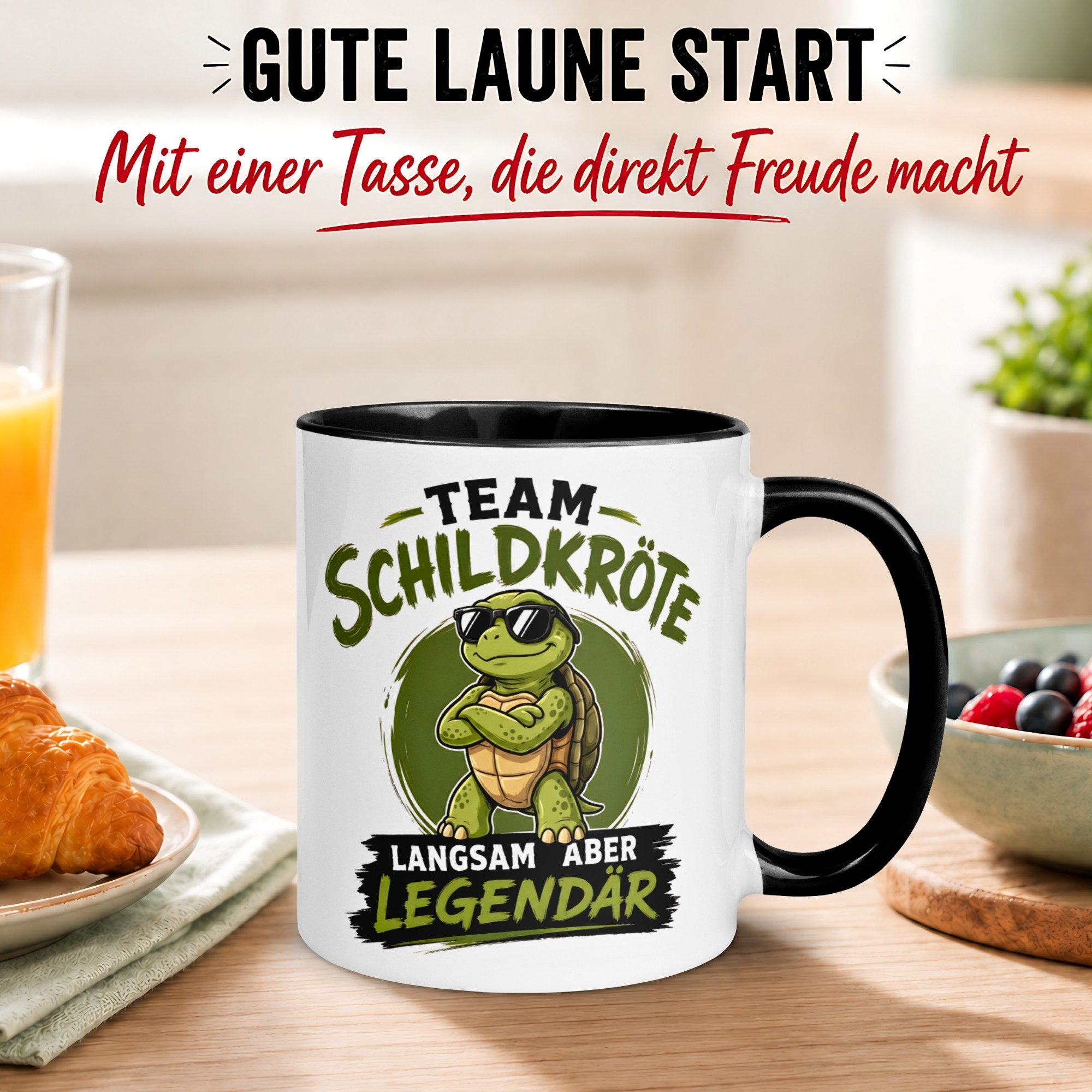 Momentals Tasse Schildkröte – „Langsam aber Legendär“ – Büro Schildkröten Geschenk, Gratis Versand · Links-&Rechtshänder · Spülmaschinenfest