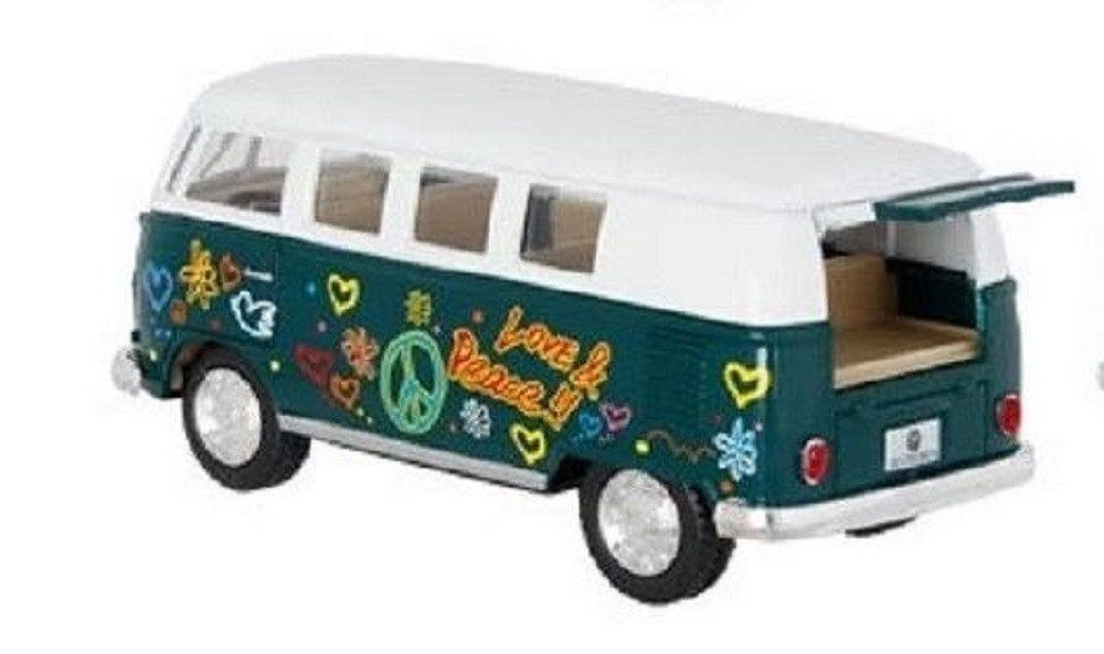 goki Sammelfigur Volkswagen Microbus, 1962 WV Kollektion mit Druck / Rückzugmotor (1 St), Der Flower-Power-Bus, Souvenirs / ideal als Gschenk