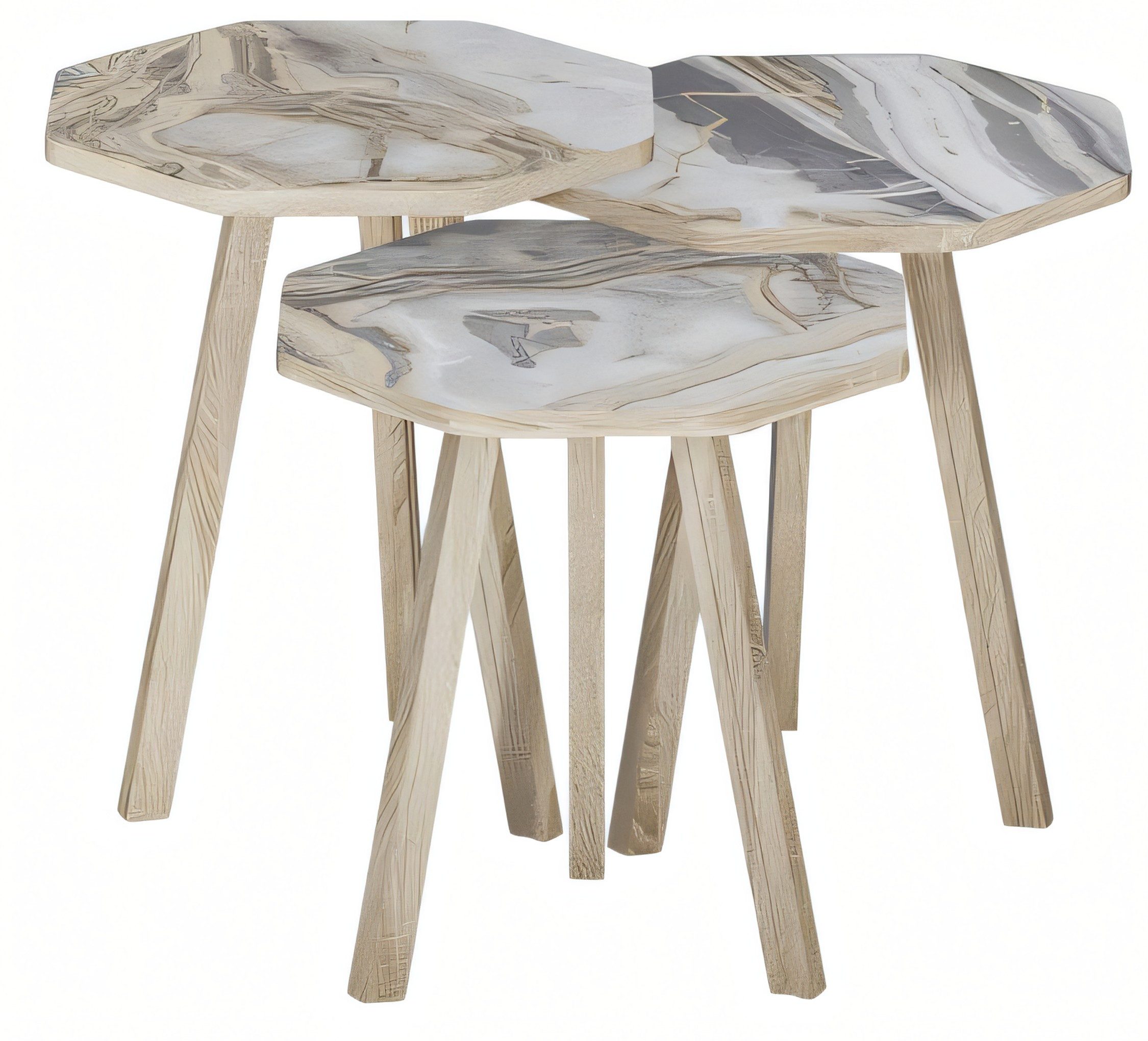 Xlmoebel Satztisch XLMOEBEL graues Holz-Couchtisch-Set mit modernem Design (Set, 3-teilig), Made in Europa