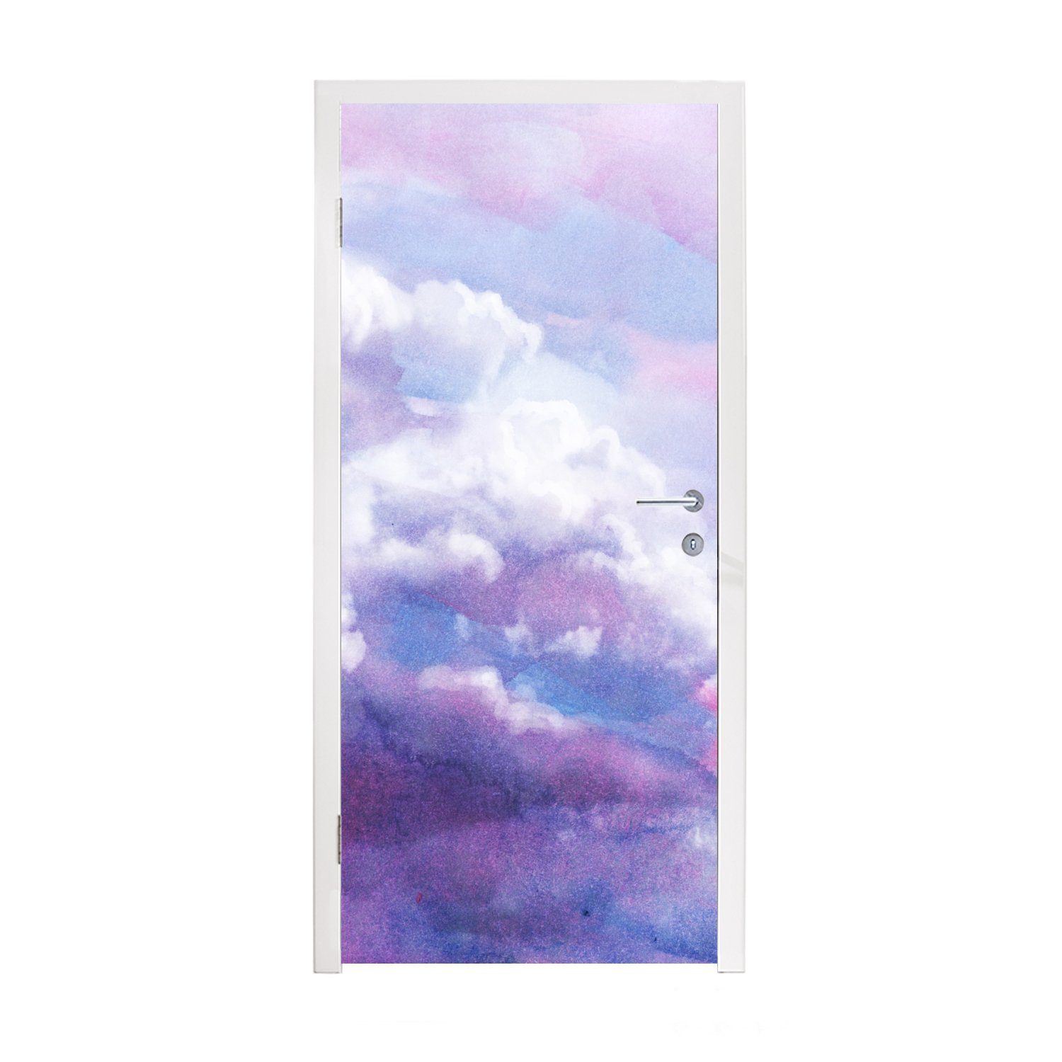 MuchoWow Türtapete Eine Illustration eines rosa Himmels mit Wolken, Matt, bedruckt, (1 St), Fototapete für Tür, Türaufkleber, 75x205 cm