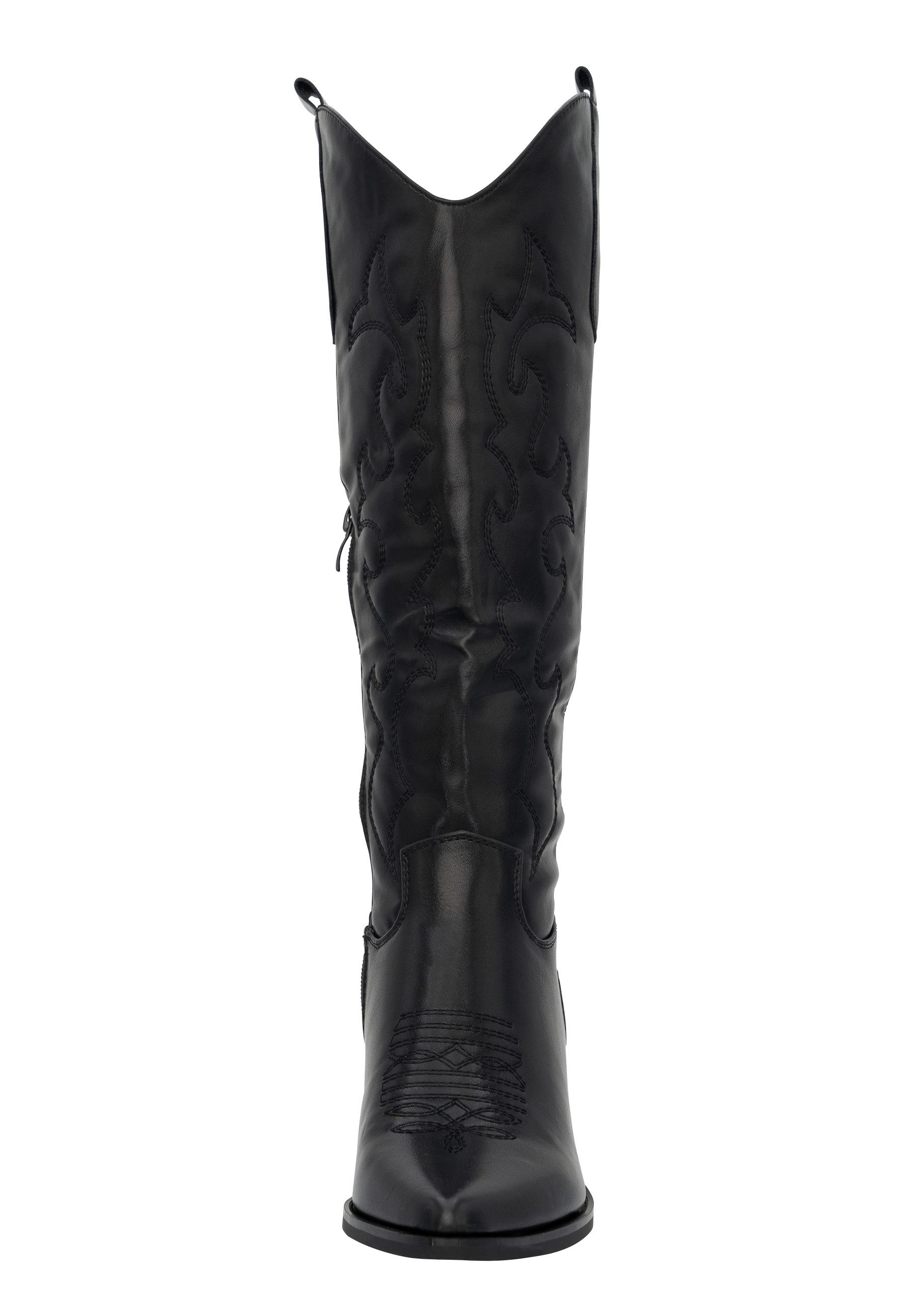 Salinyang Damen Western Boots mit Stickerei, spitzer Form und Blockabsatz Cowboy Stiefel – Bild 4 von 5