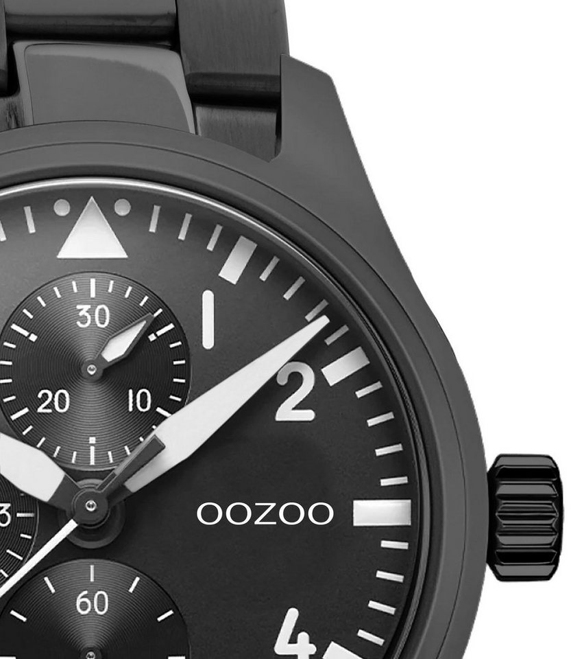 OOZOO Quarzuhr C10957, Metallgehäuse, schwarz IP-beschichtet, Ø ca. 42 mm