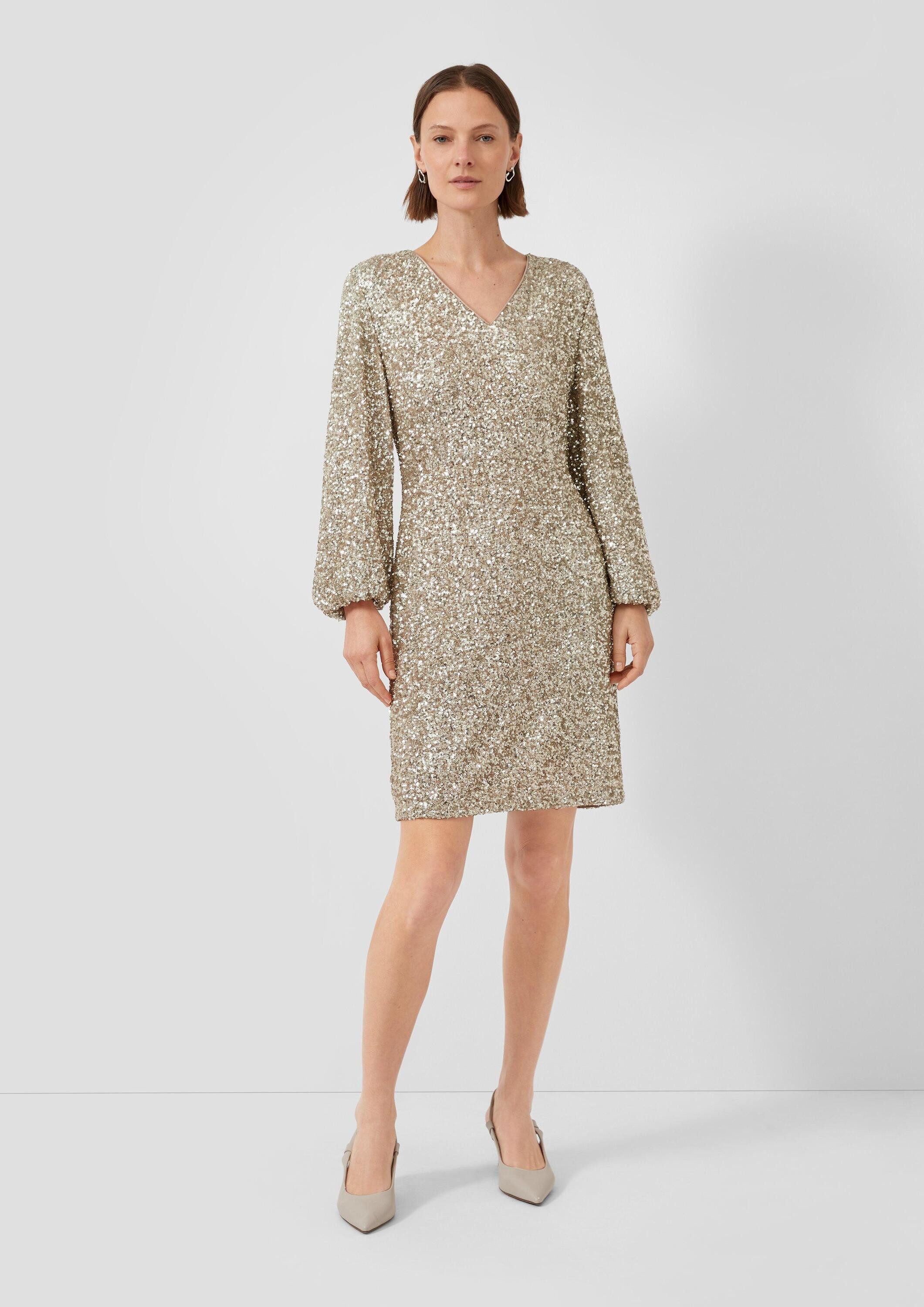 s.Oliver Midikleid Kleid Kurzes Pailletten-Kleid mit Gummizug am Ärmel – Bild 5 von 5