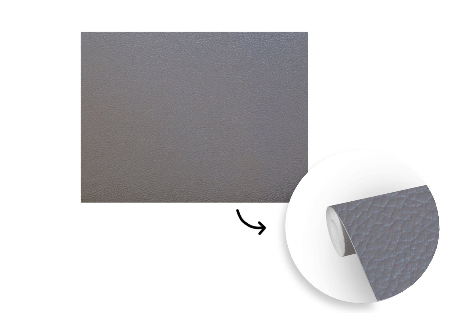 MuchoWow Fototapete Leder - Strukturiert - Lederoptik - Grau, Matt, bedruckt, Montagefertig Vinyl Tapete, Wandtapete, 275x220 cm