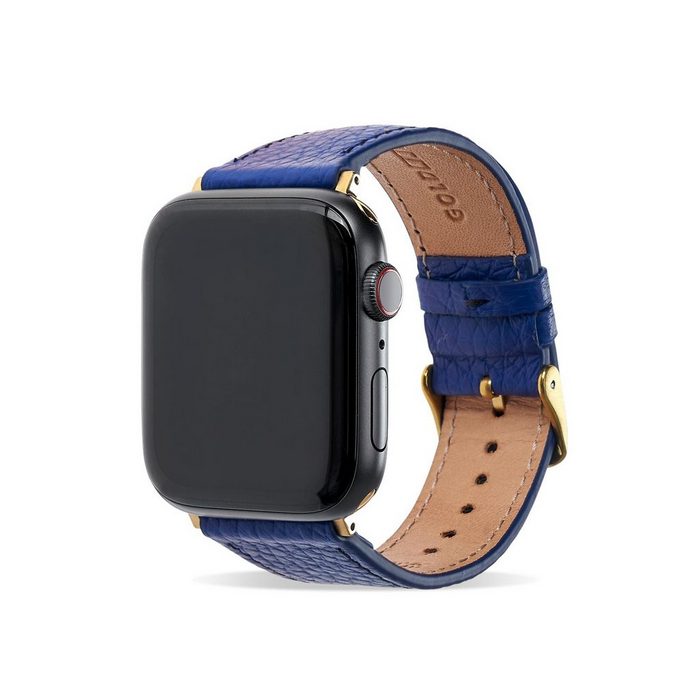 GOLDBLACK Smartwatch-Armband Apple Watch Armband Nappa blau (Adapter gold)