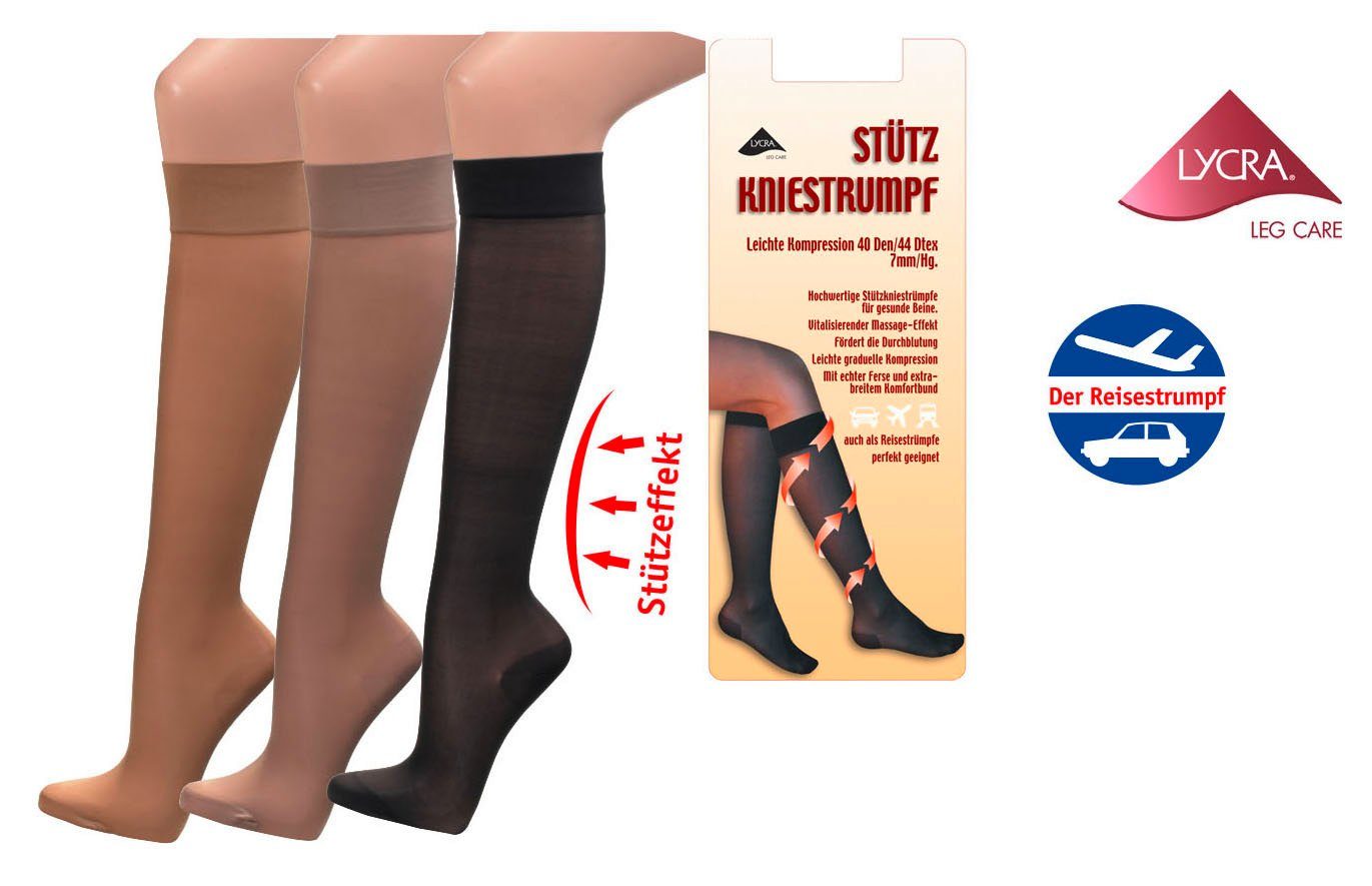 TippTexx 24 Feinstrümpfe 5 Paar 40den leichte Fein-Kniestrümpfe Reisestrümpfe Stützkniestrümpfe