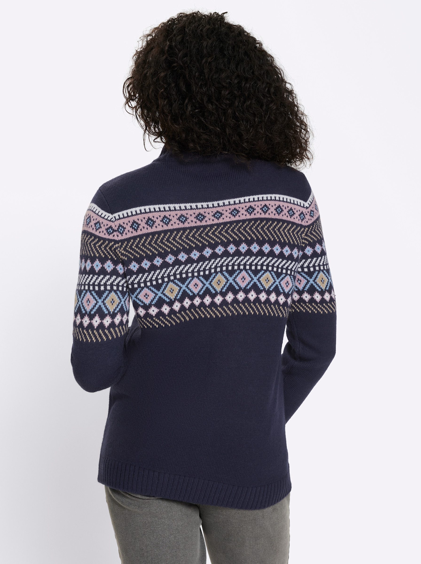 Sieh an! Strickjacke Strickjacke Langarm Jacquard