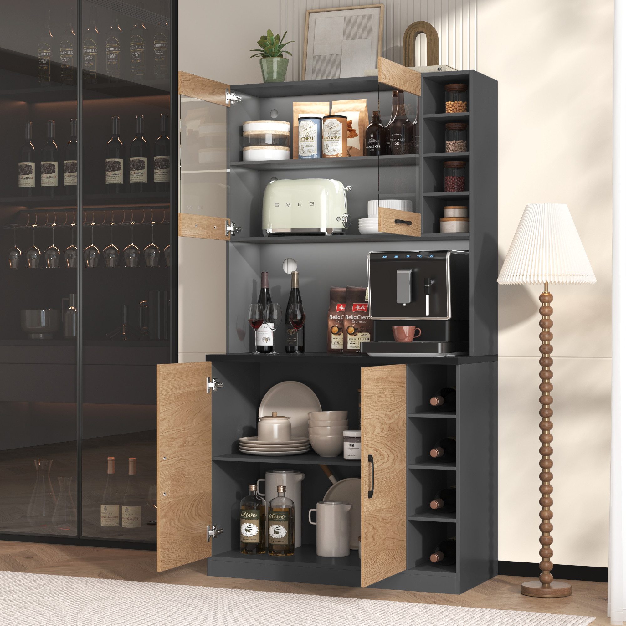 Odikalo Küchenbuffet Küchenschrank Vitrine Sideboard Ablagefach günstig online kaufen