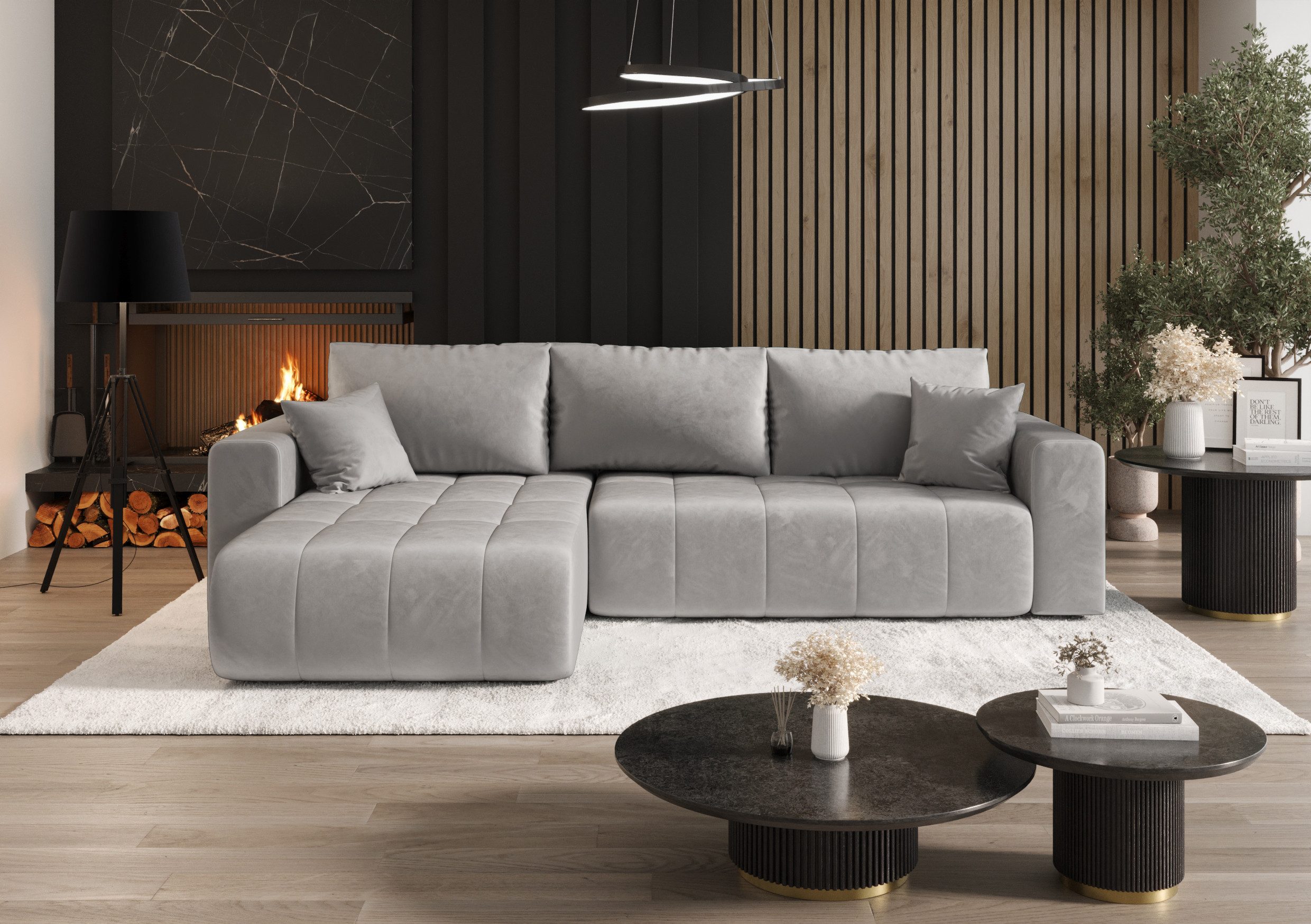 Kaiser Möbel Ecksofa Sofa L-form mit Schlaffunktion im Veloursstoff Monolit günstig online kaufen
