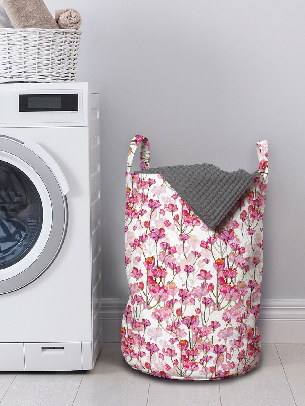 Abakuhaus Wäschesäckchen Wäschekorb Griffen mit Bubbly für Kordelzugverschluss Waschsalons, Kirschblüte Petals
