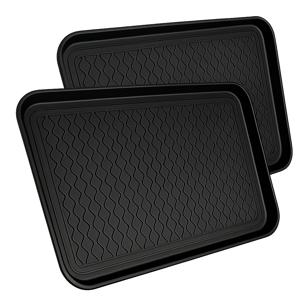 Mojawo Fußmatte 2er Schuhablage Schuhabtropfschale mit Rand wasserfest 40x60cm Schwarz