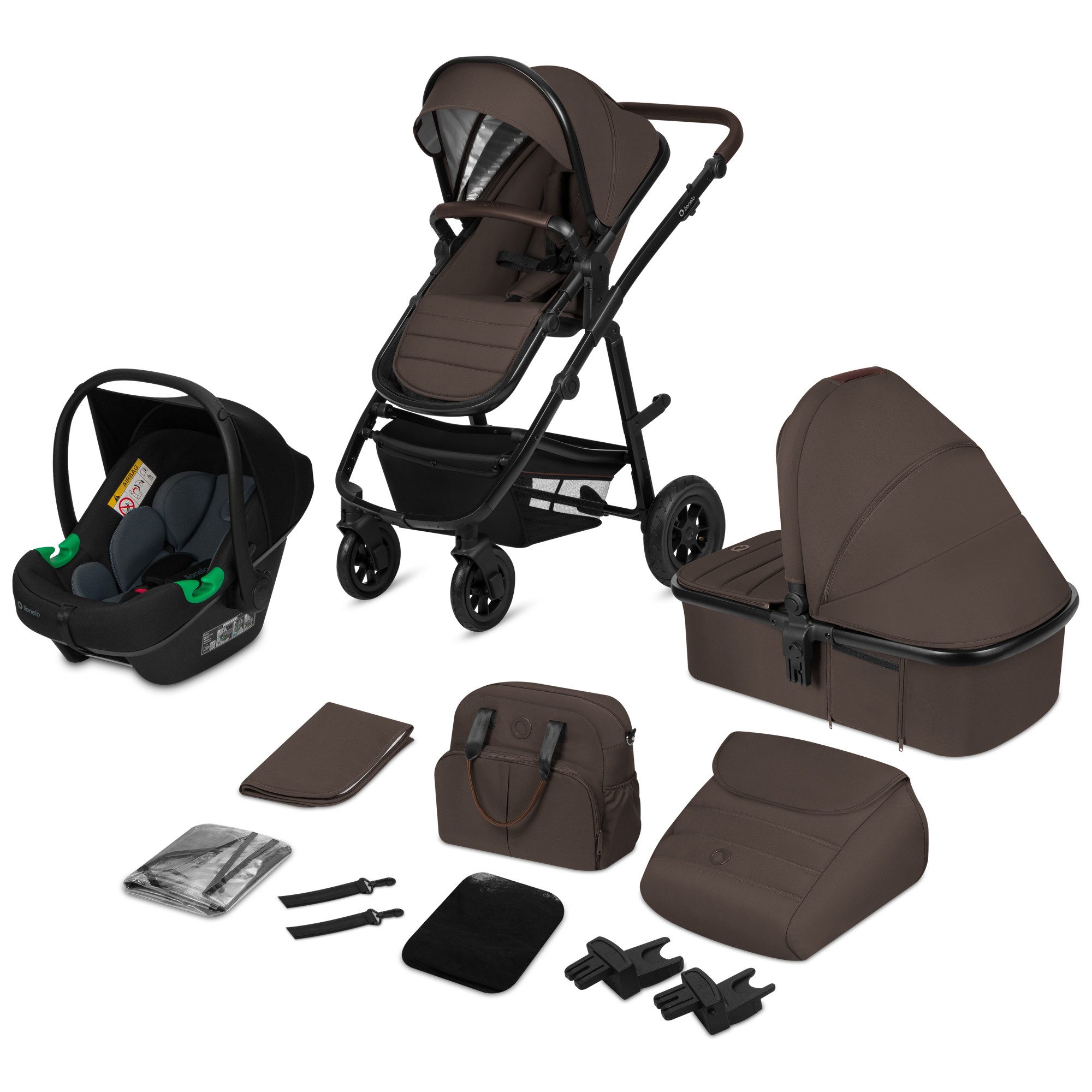 lionelo Kombi-Kinderwagen Amber 3in1, (Set), 3in1/babyschale 0-13kg/Tasche/Moskitonetz/Regenschutz/Boho – Bild 2 von 5